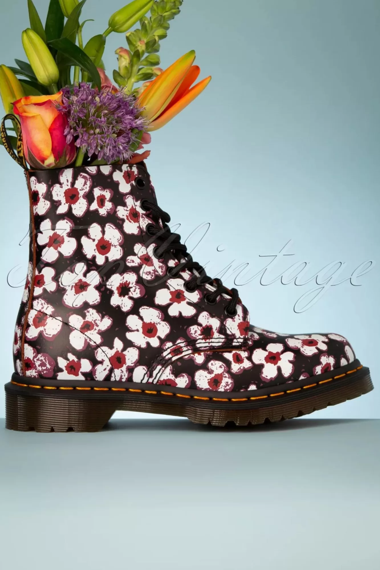 Dr. Martens 1460 Pansy Fayre Vintage Laarzen In Zwart | Vrouwen Booties & Laarzen