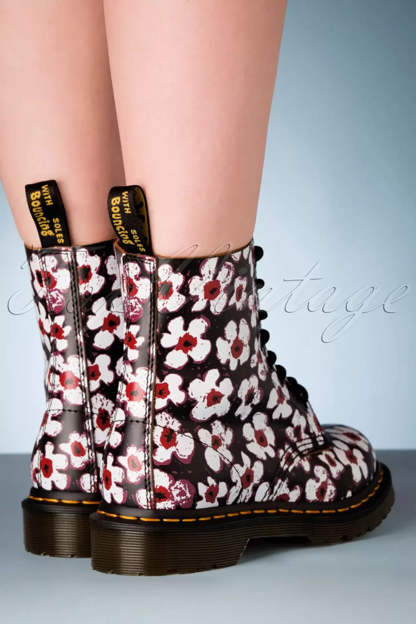 Dr. Martens 1460 Pansy Fayre Vintage Laarzen In Zwart | Vrouwen Booties & Laarzen