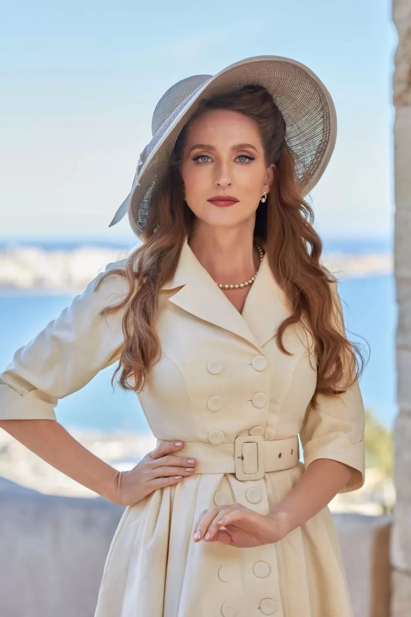 Miss Candyfloss Azelia May Linnen Overcoat Jurk In Creme | Vrouwen Jassen