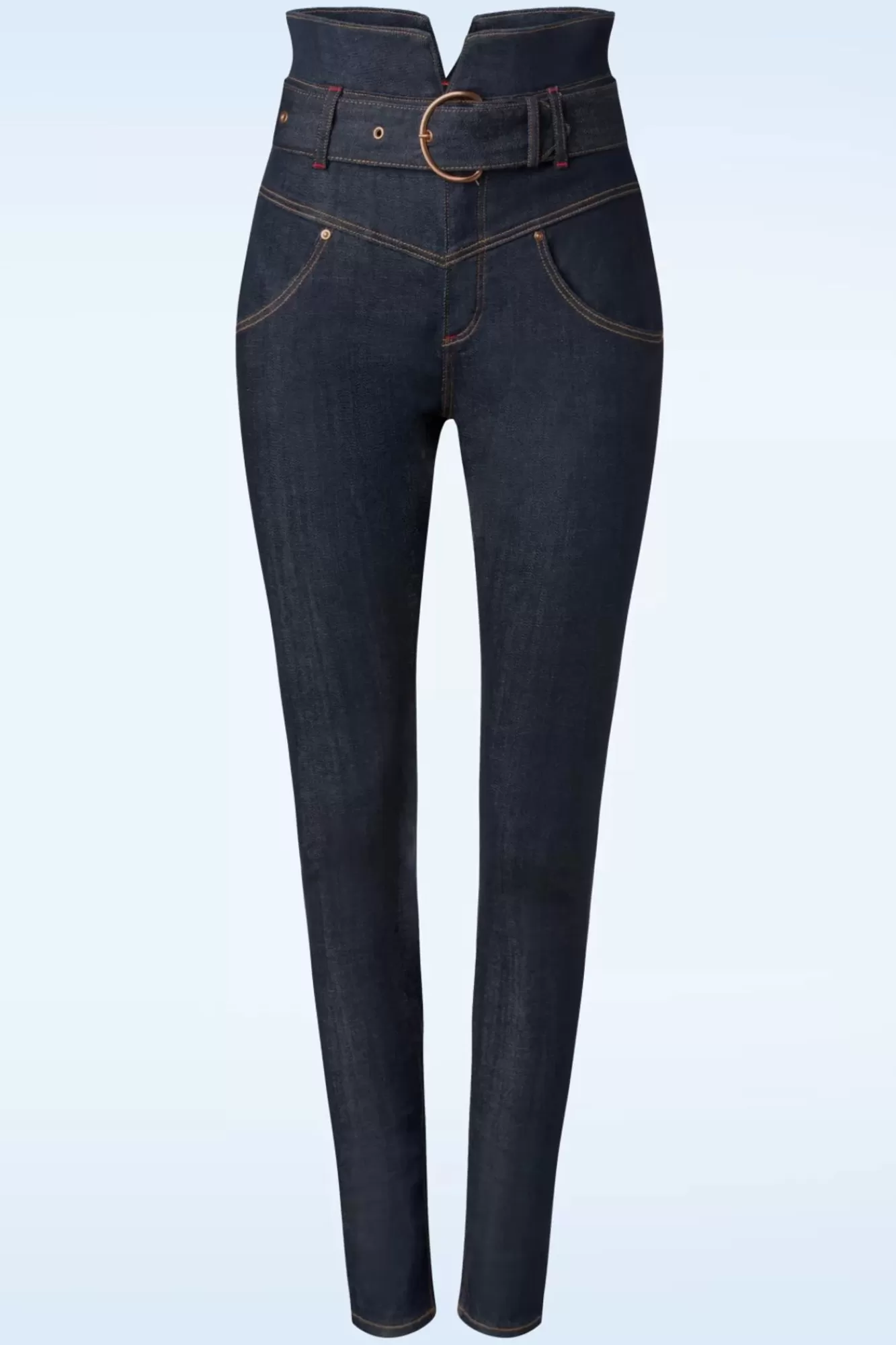Rock-a-Booty Babe Skinny Jeans Met Hoge Taille In Donkerblauw | Vrouwen Broeken