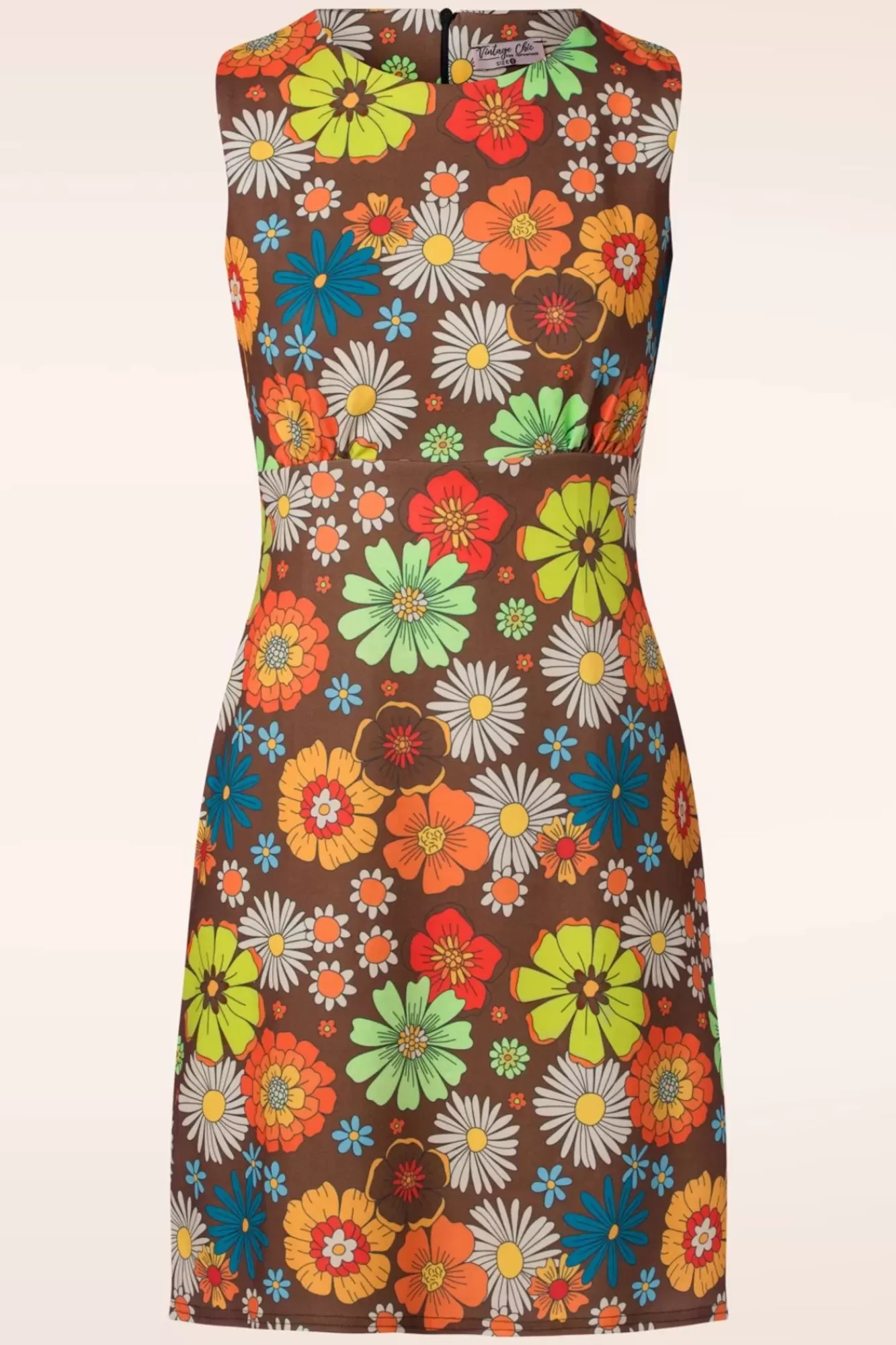 Vintage Chic for Topvintage Betty Bloemen Jurk In Bruin | Vrouwen Plus Size Jurken