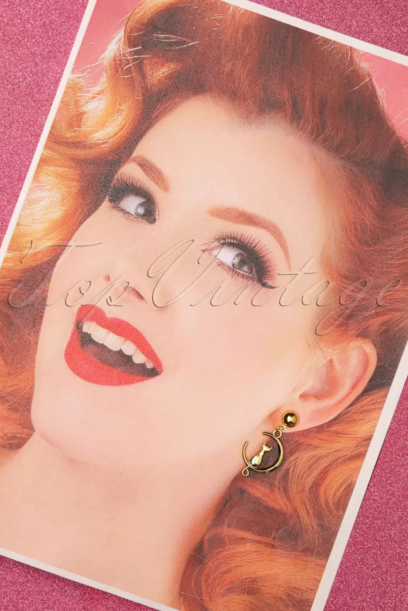 Glitz-o-Matic Cat On The Moon Oorbellen In Goud | Vrouwen Sieraden