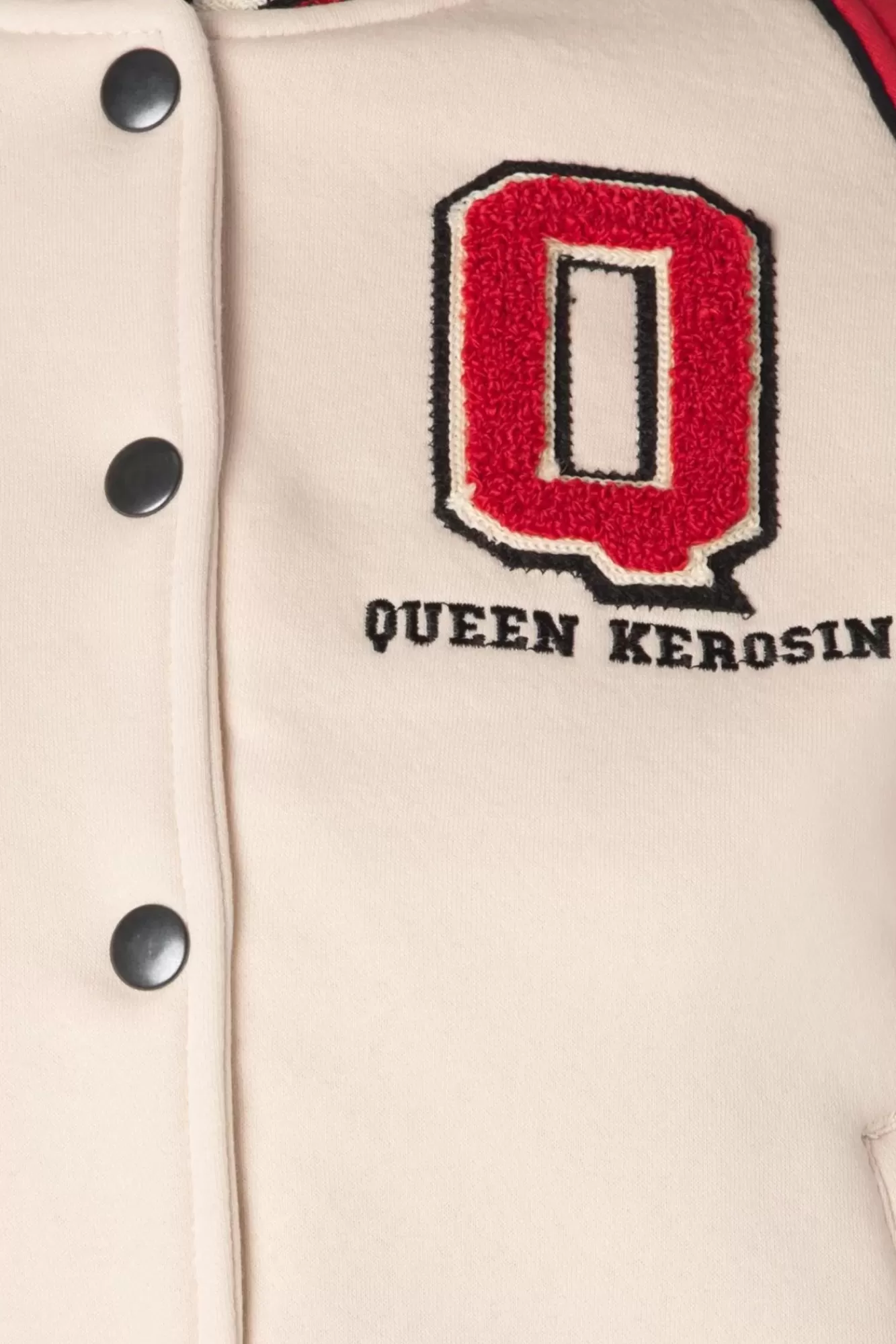 Queen Kerosin Damen Raglan College Sweat Jacket In Beige En Rood | Vrouwen Jassen