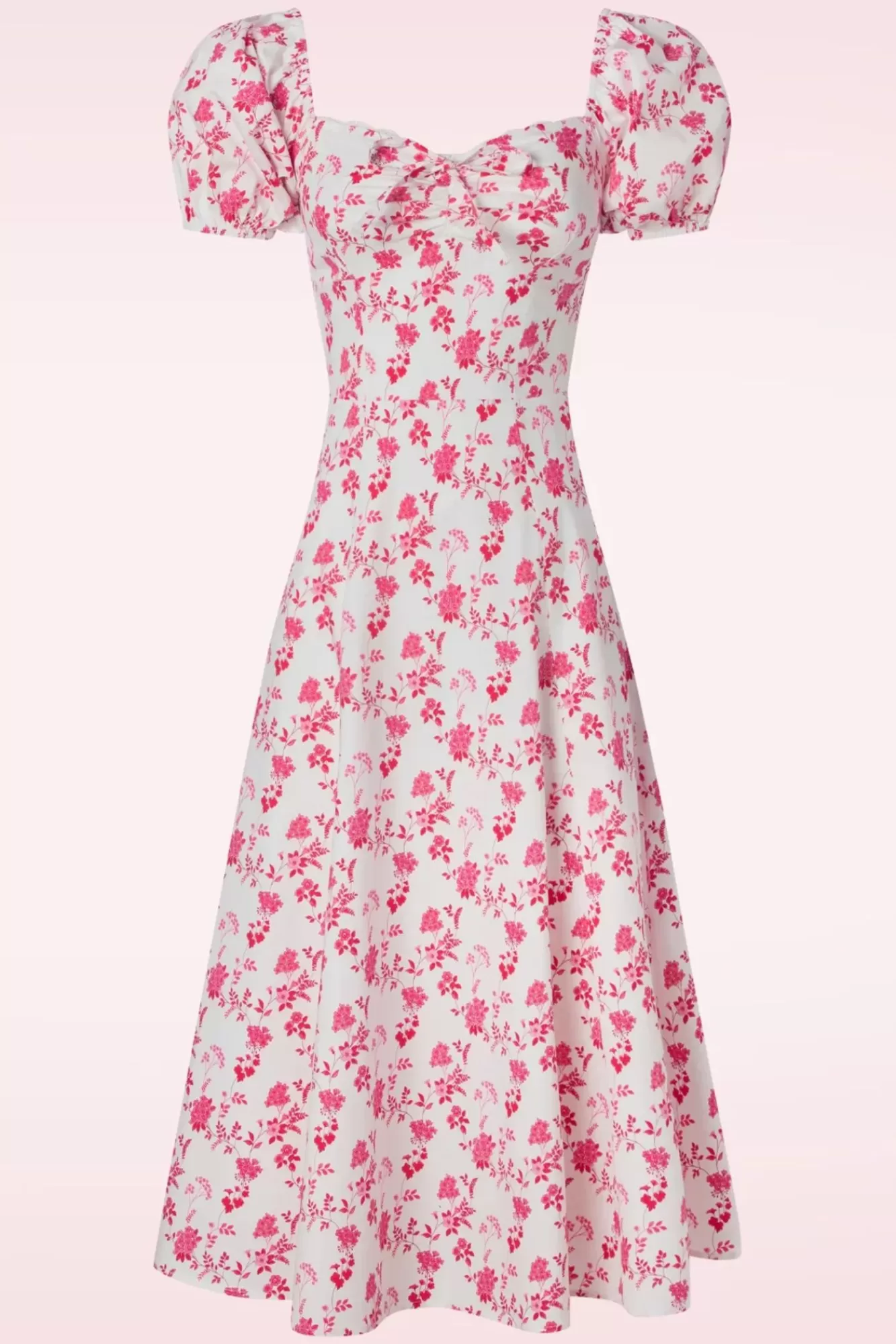 Timeless Femke Floral Swing Jurk In Wit En Cederroze | Vrouwen Plus Size Jurken