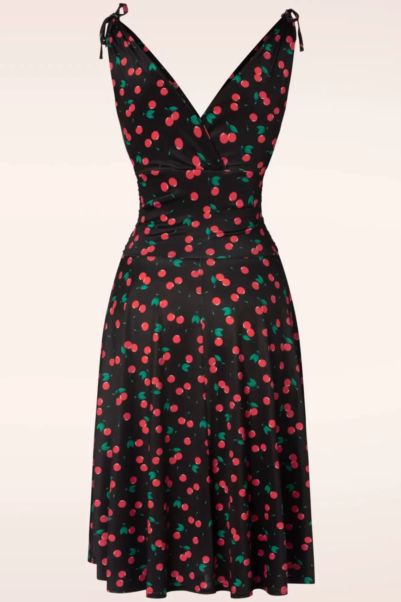Vintage Chic for Topvintage Grecian Cherry Jurk In Zwart | Vrouwen Plus Size Jurken