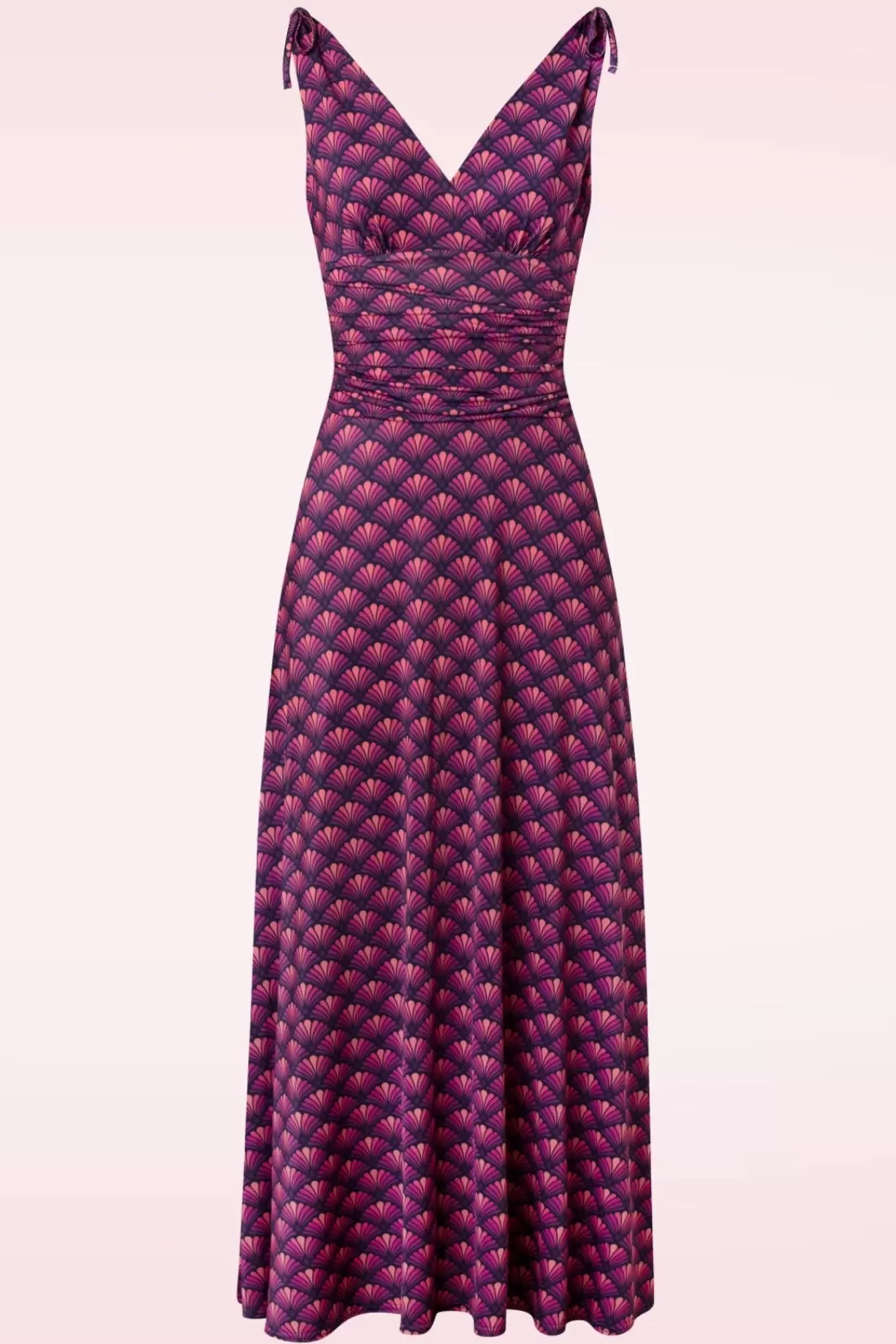Vintage Chic for Topvintage Grecian Fan Maxi Jurk In Paars | Vrouwen Plus Size Jurken