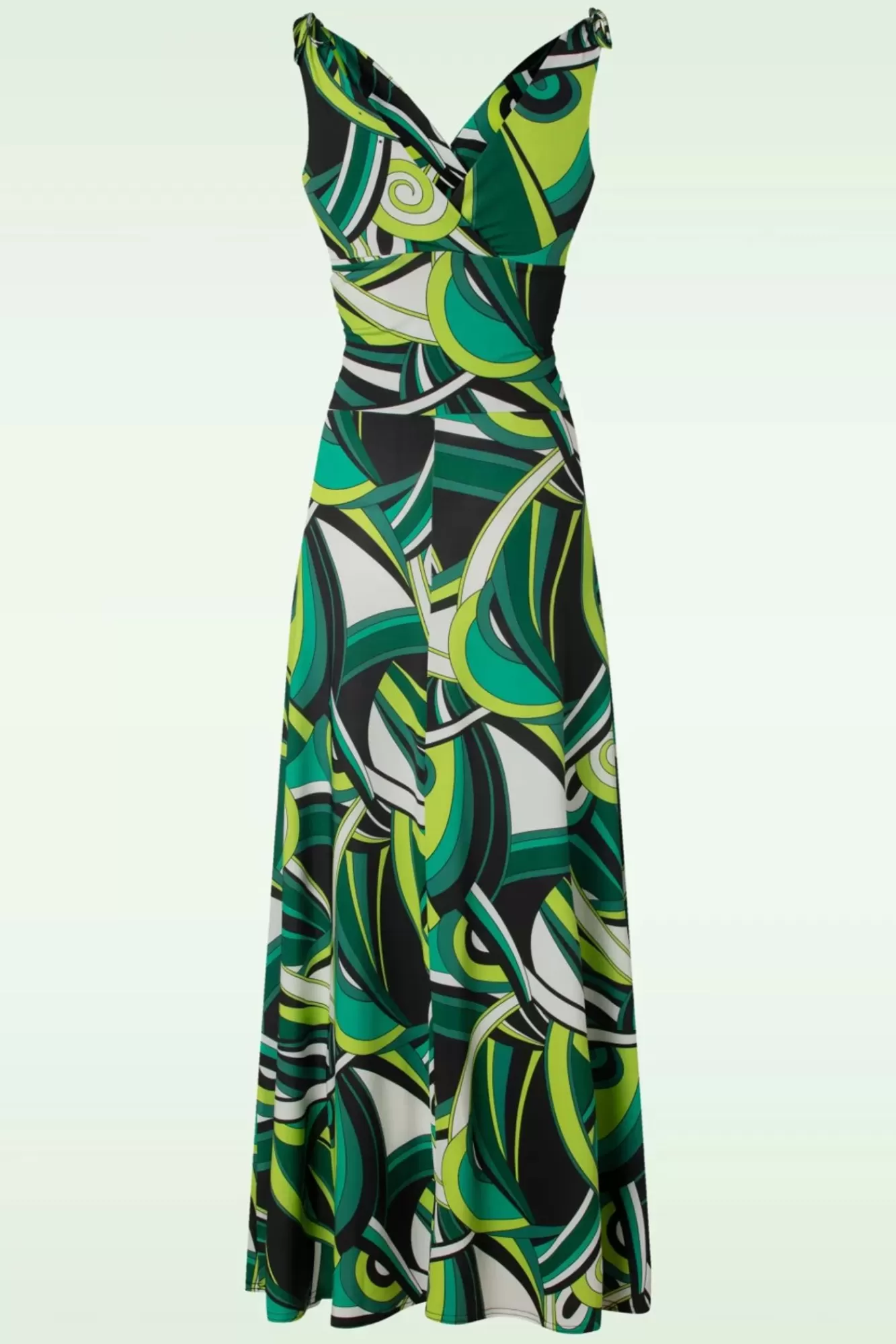 Vintage Chic for Topvintage Grecian Maxi Jurk In Groen | Vrouwen Plus Size Jurken