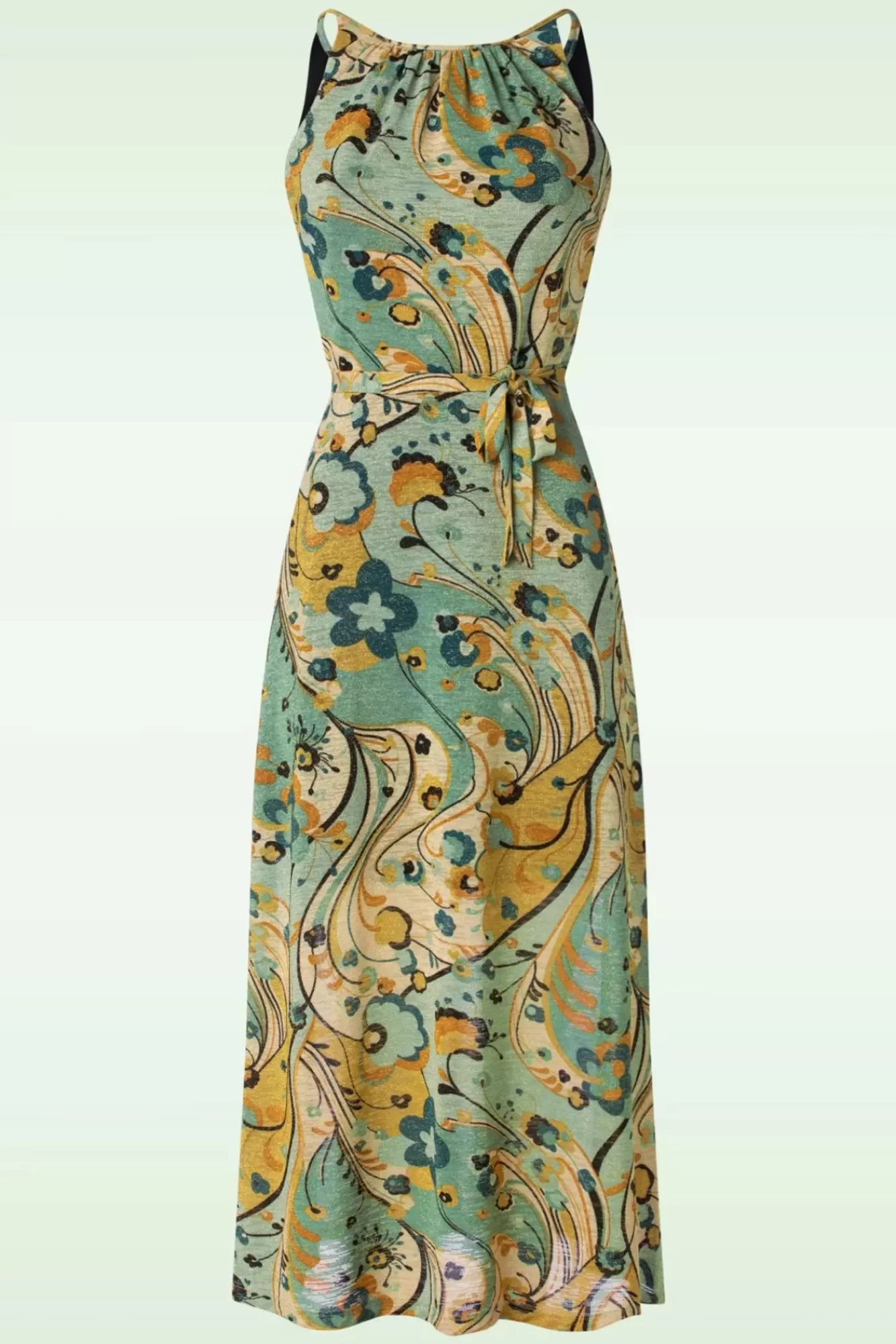King Louie Hazel Jurk Frenzy In Dusty Turquoise | Vrouwen Plus Size Jurken