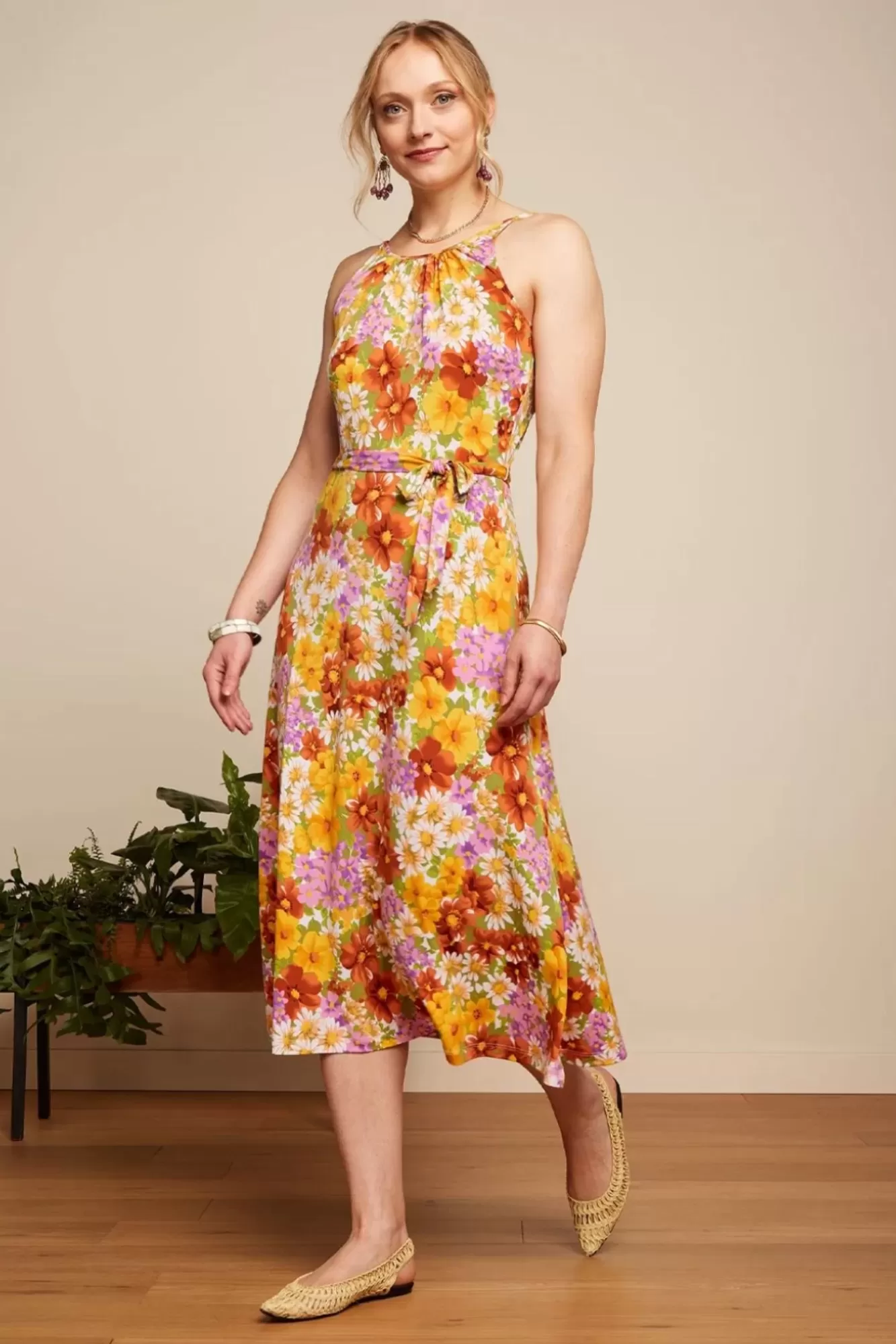 King Louie Hazel Marini Jurk In Tuscan Geel | Vrouwen Plus Size Jurken