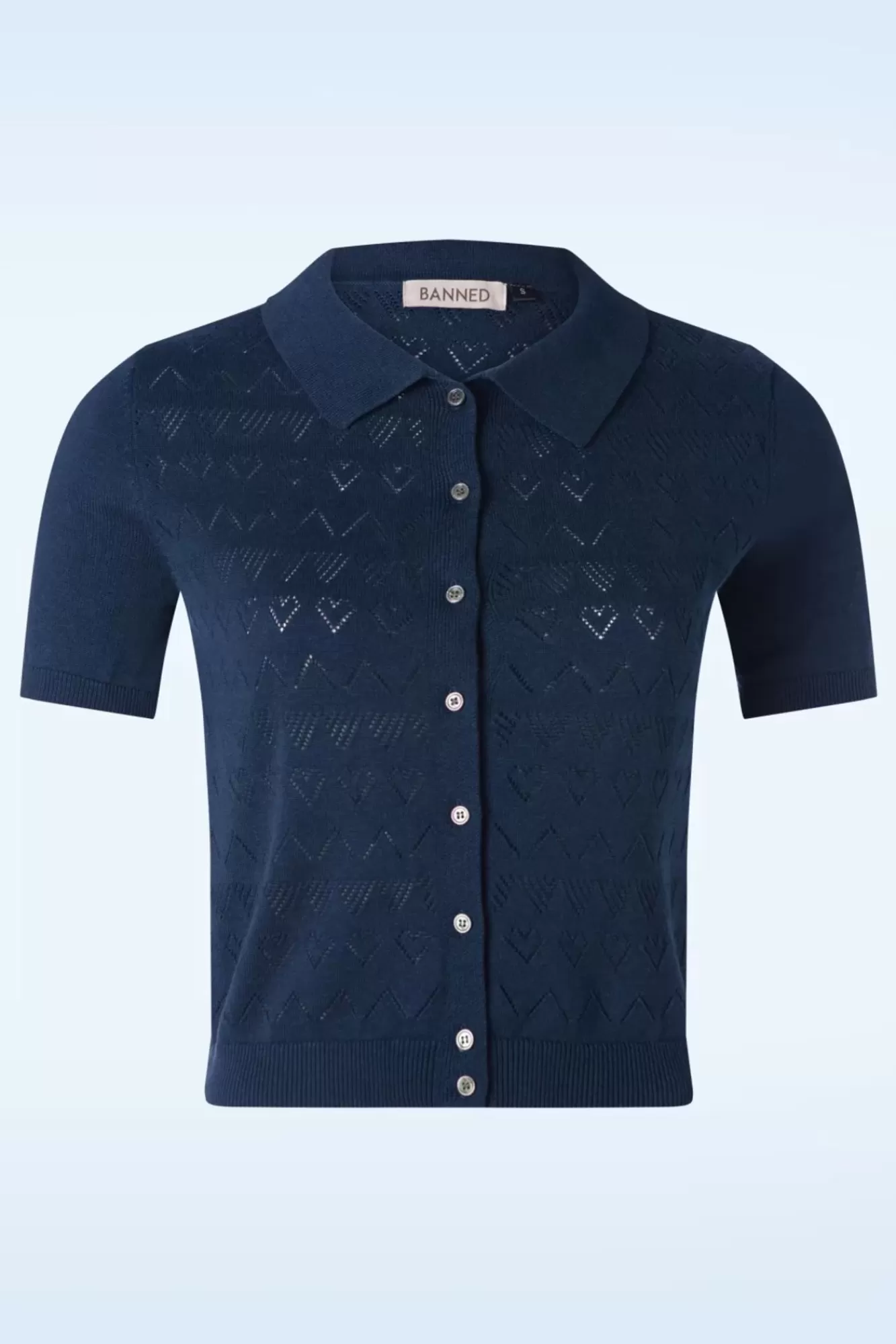 Banned Retro Heart Waves Cardigan In Marineblauw | Vrouwen Vestjes