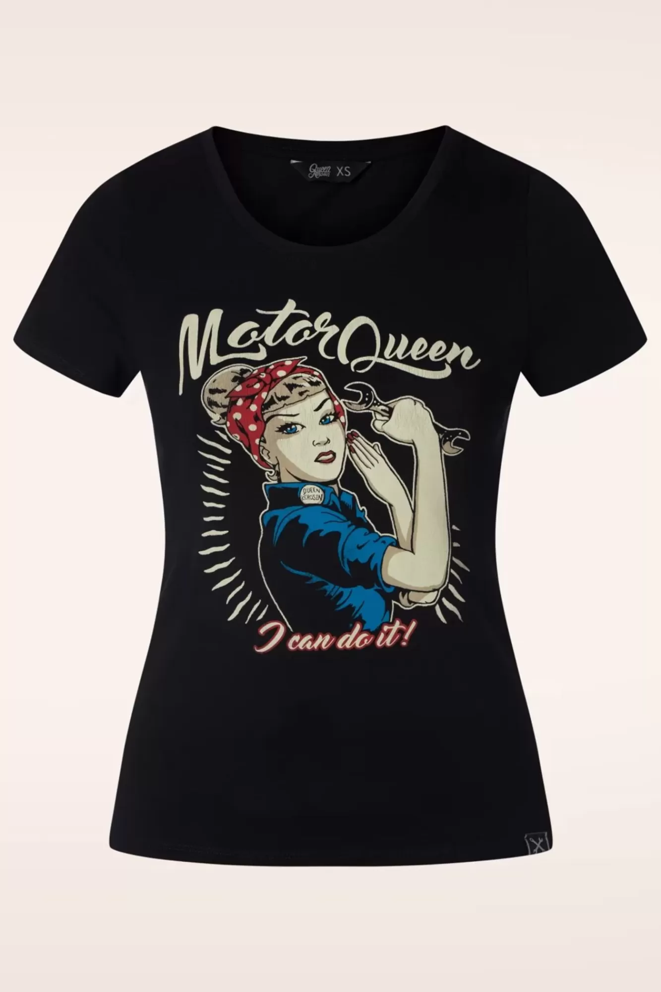 Queen Kerosin I Can Do It Motor Queen T-Shirt In Zwart | Vrouwen T-Shirts