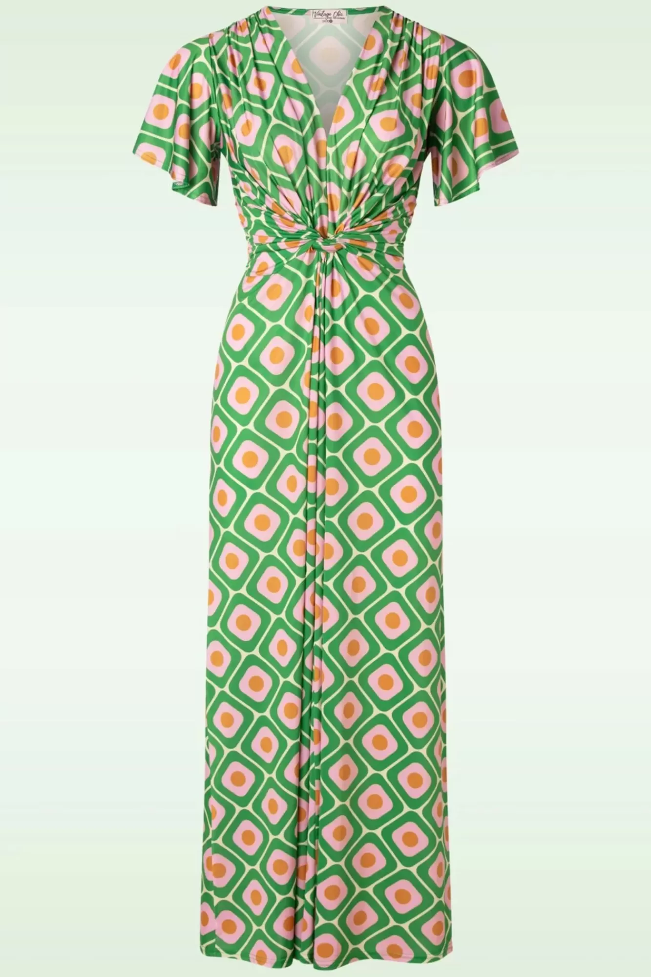 Vintage Chic for Topvintage Indy Maxi Jurk Geo Print In Groen | Vrouwen Plus Size Jurken