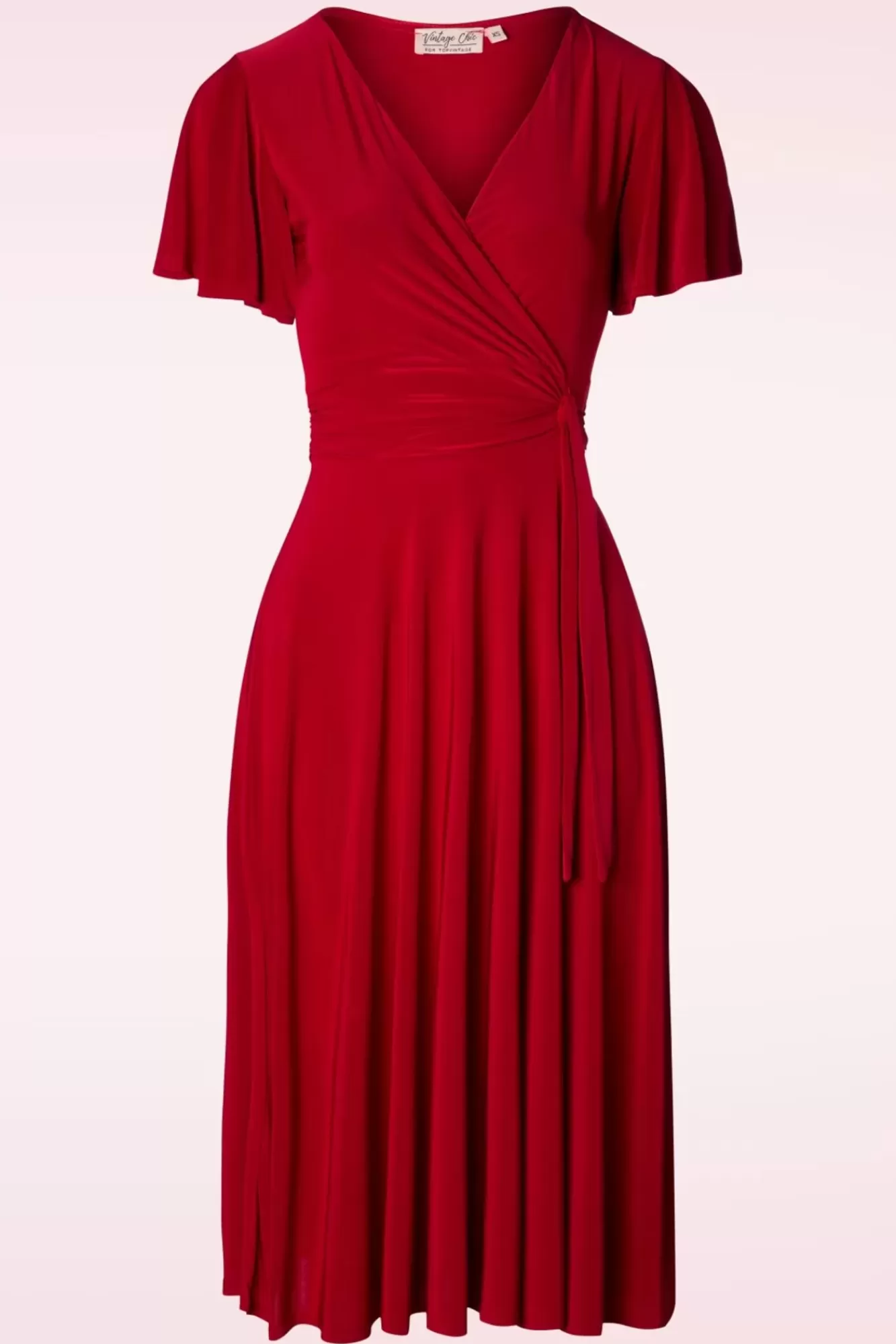 Vintage Chic for Topvintage Irene Gekruiste Swingjurk In Rood | Vrouwen Plus Size Jurken