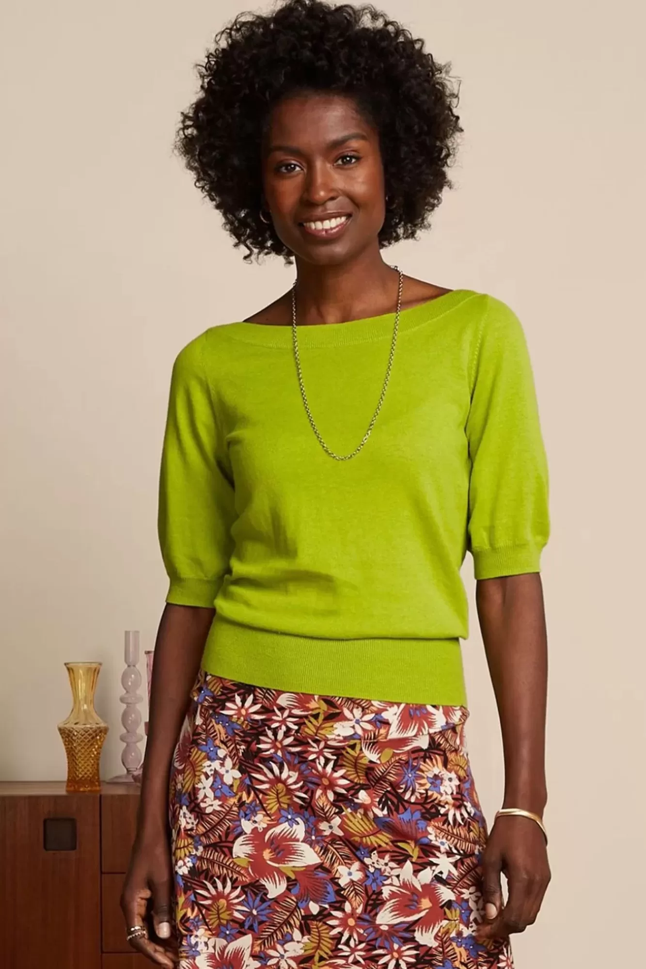 King Louie Ivy Cocoon Top In Limoen | Vrouwen Truitjes