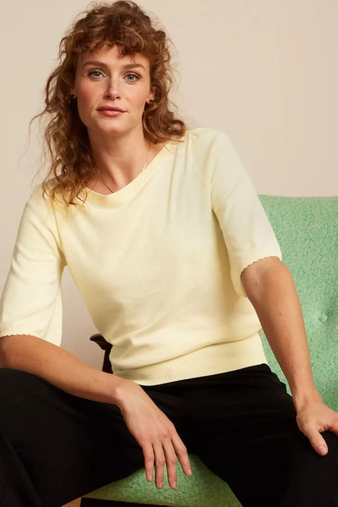 King Louie Ivy Top Wijde Mouw Club In Creme | Vrouwen Truitjes