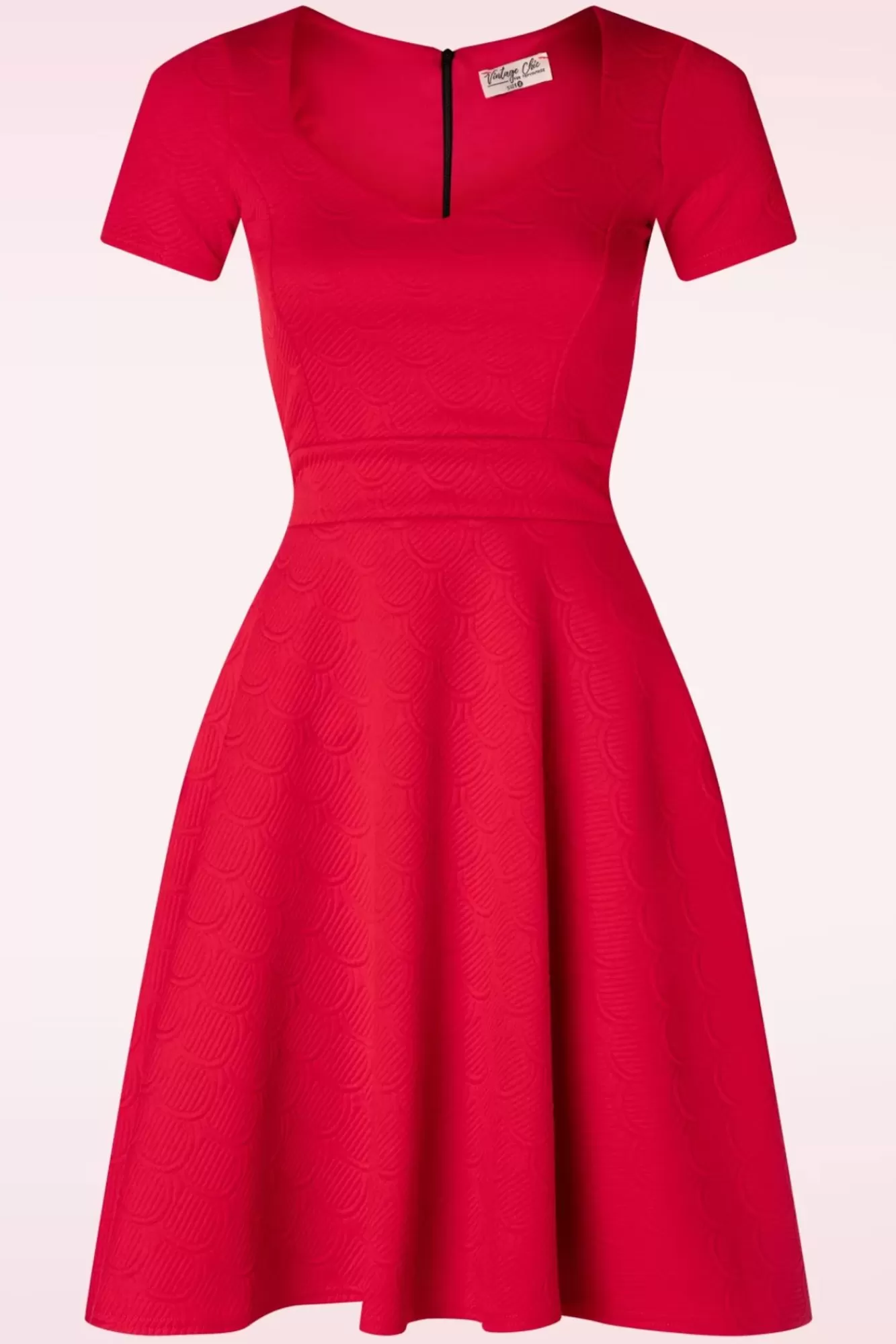 Vintage Chic for Topvintage Jenna Jacquard Jurk In Rood | Vrouwen Plus Size Jurken
