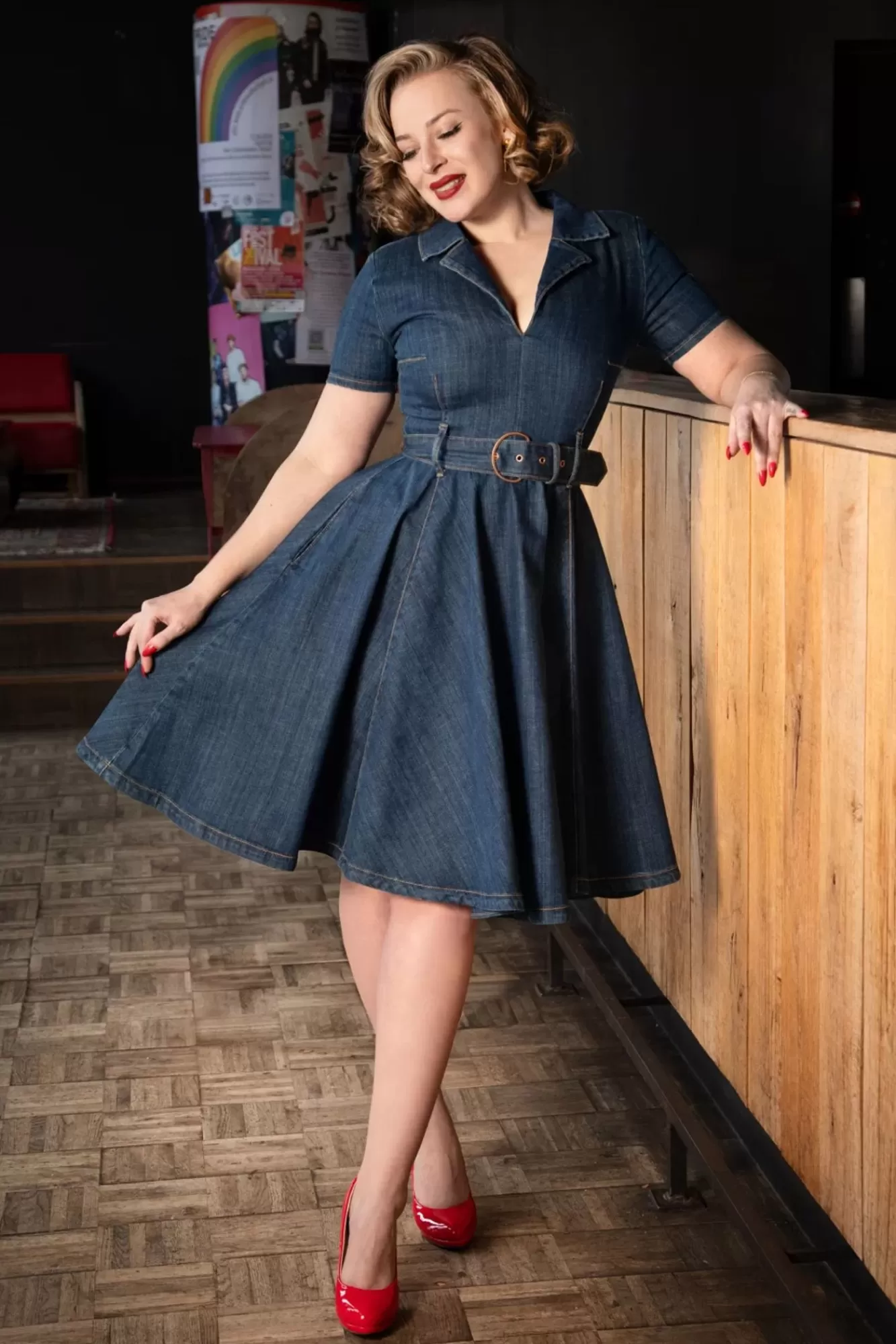 Rock-a-Booty Jodie Swing Jurk In Blauw | Vrouwen Plus Size Jurken