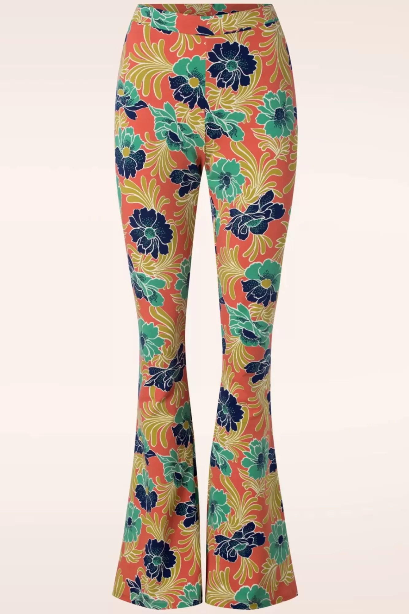 King Louie Lake Border Flared Broek In Langoustine Oranje | Vrouwen Broeken