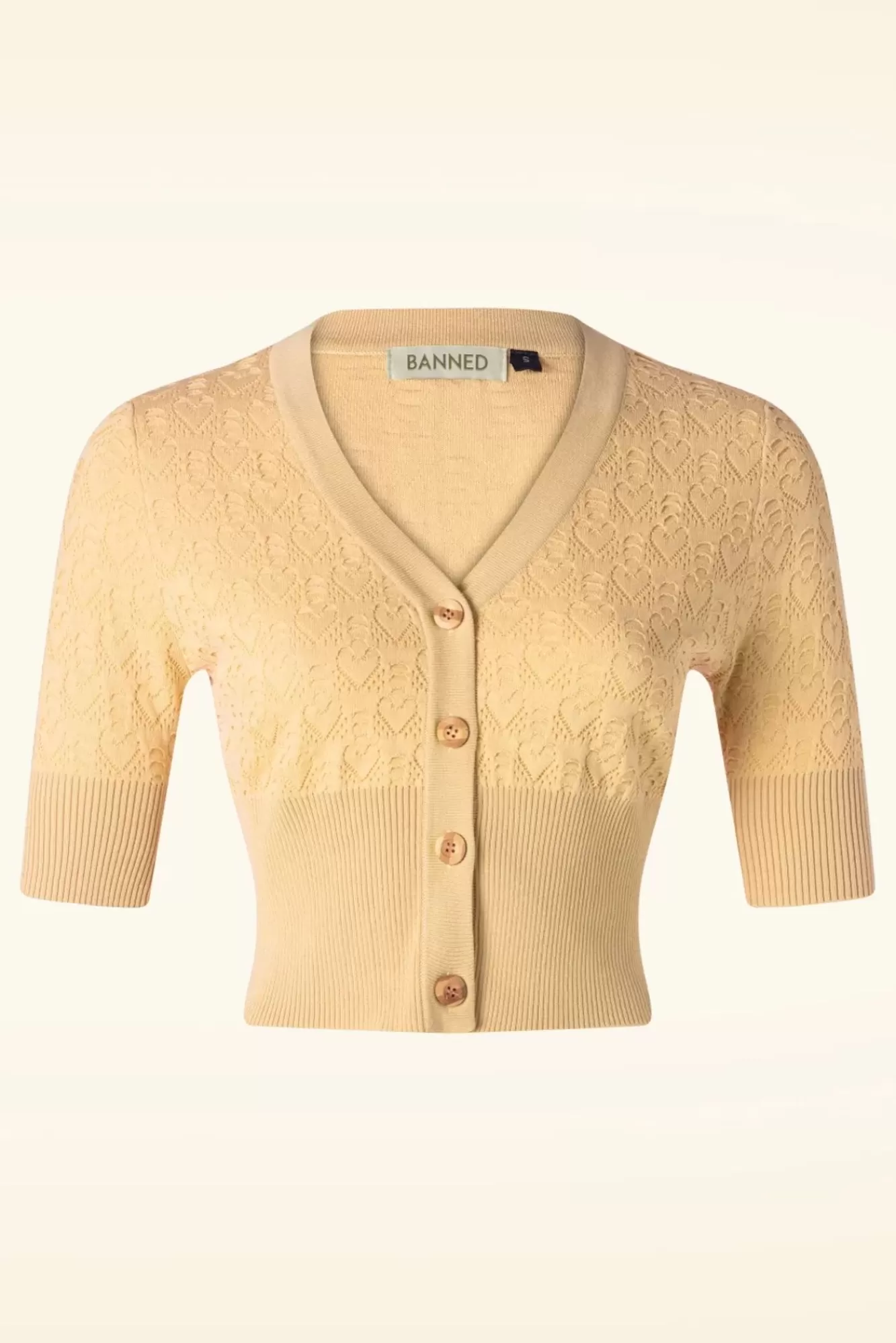 Banned Retro Love Heart Cardigan In Geel | Vrouwen Vestjes