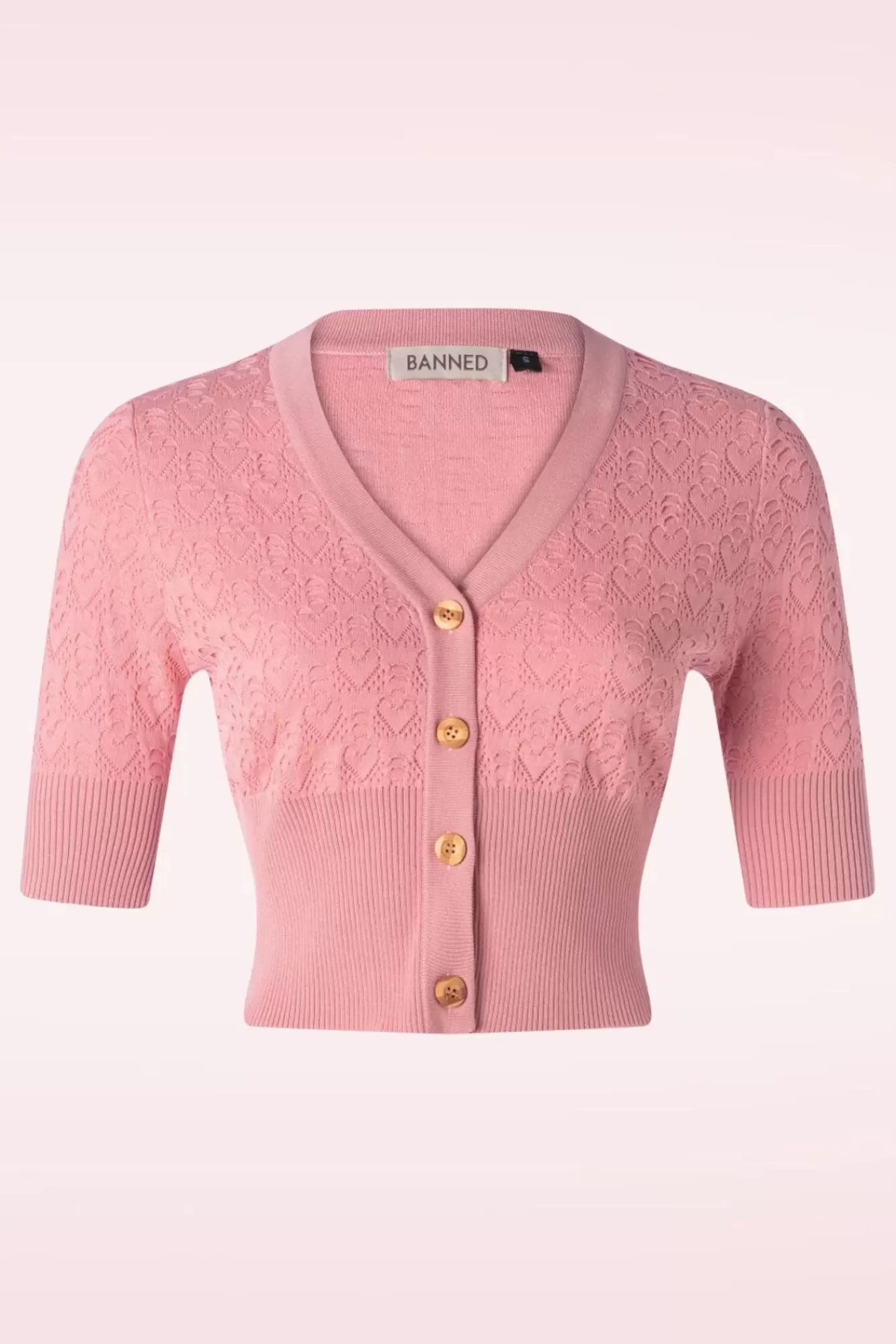 Banned Retro Love Heart Cardigan In Poederroze | Vrouwen Vestjes