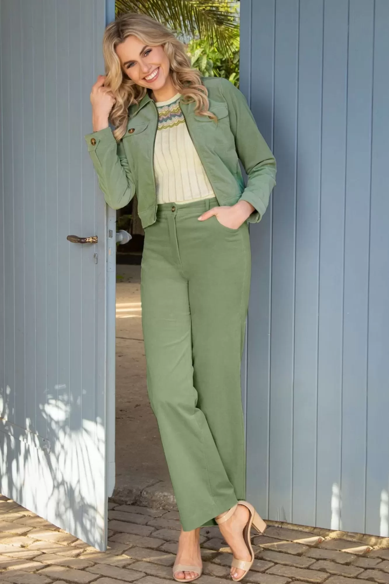 King Louie Marcie Babyrib Broek In Basilicumgroen | Vrouwen Broeken