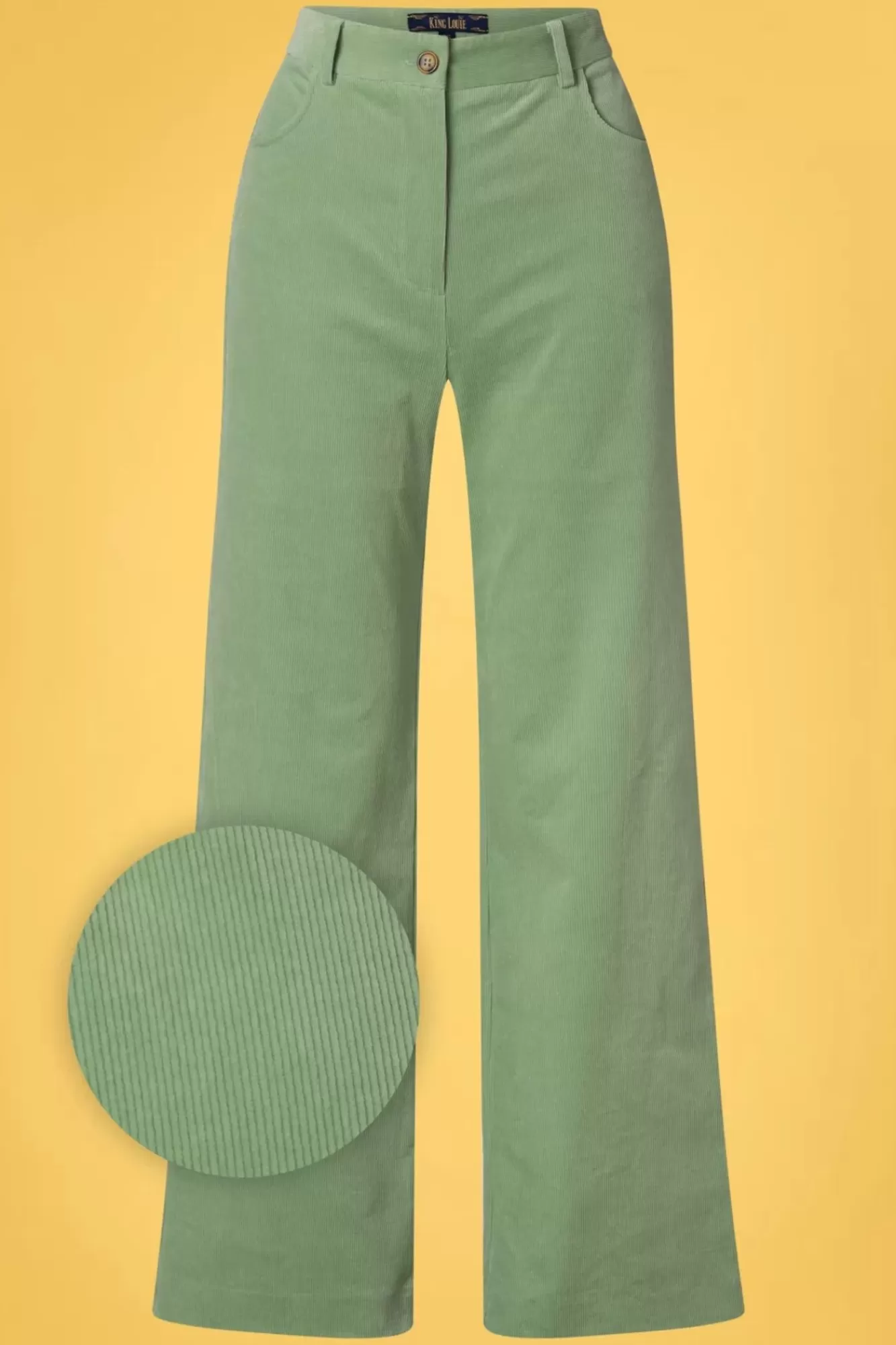 King Louie Marcie Babyrib Broek In Basilicumgroen | Vrouwen Broeken