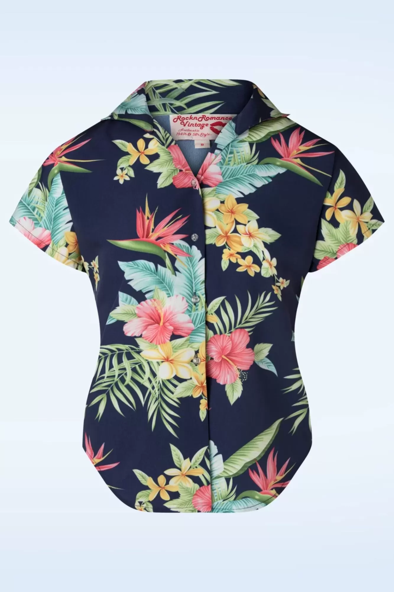 Rock N Romance Maria Tuck In Or Tie Up Blouse In Honolulu Marineblauw | Vrouwen Blouses