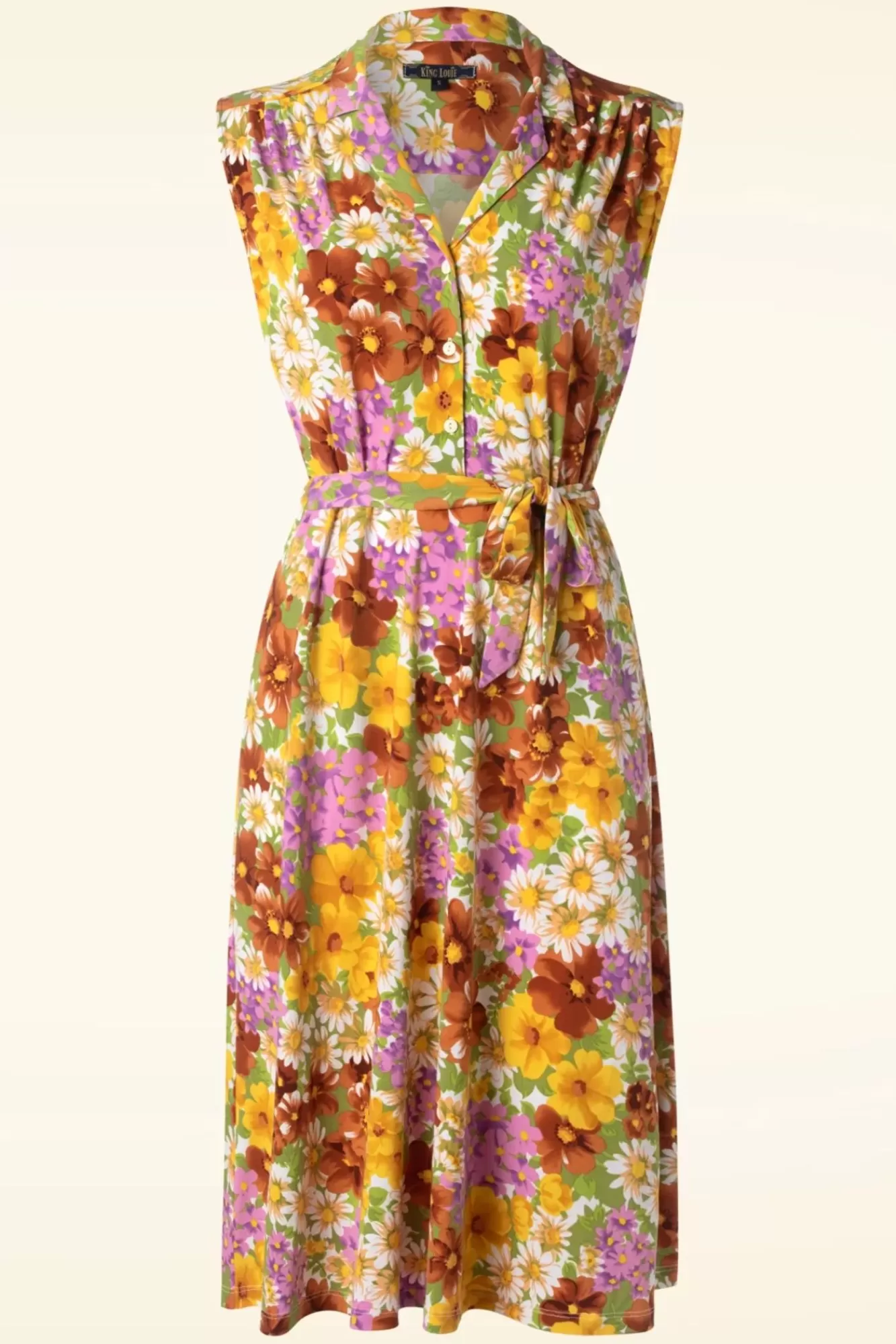 King Louie Marianne Marini Jurk In Tuscan Geel | Vrouwen Plus Size Jurken