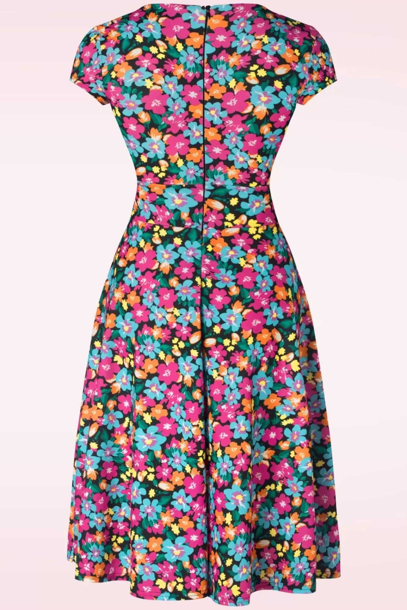 Vintage Chic for Topvintage Miley Floral Swing Jurk In Multi | Vrouwen Plus Size Jurken