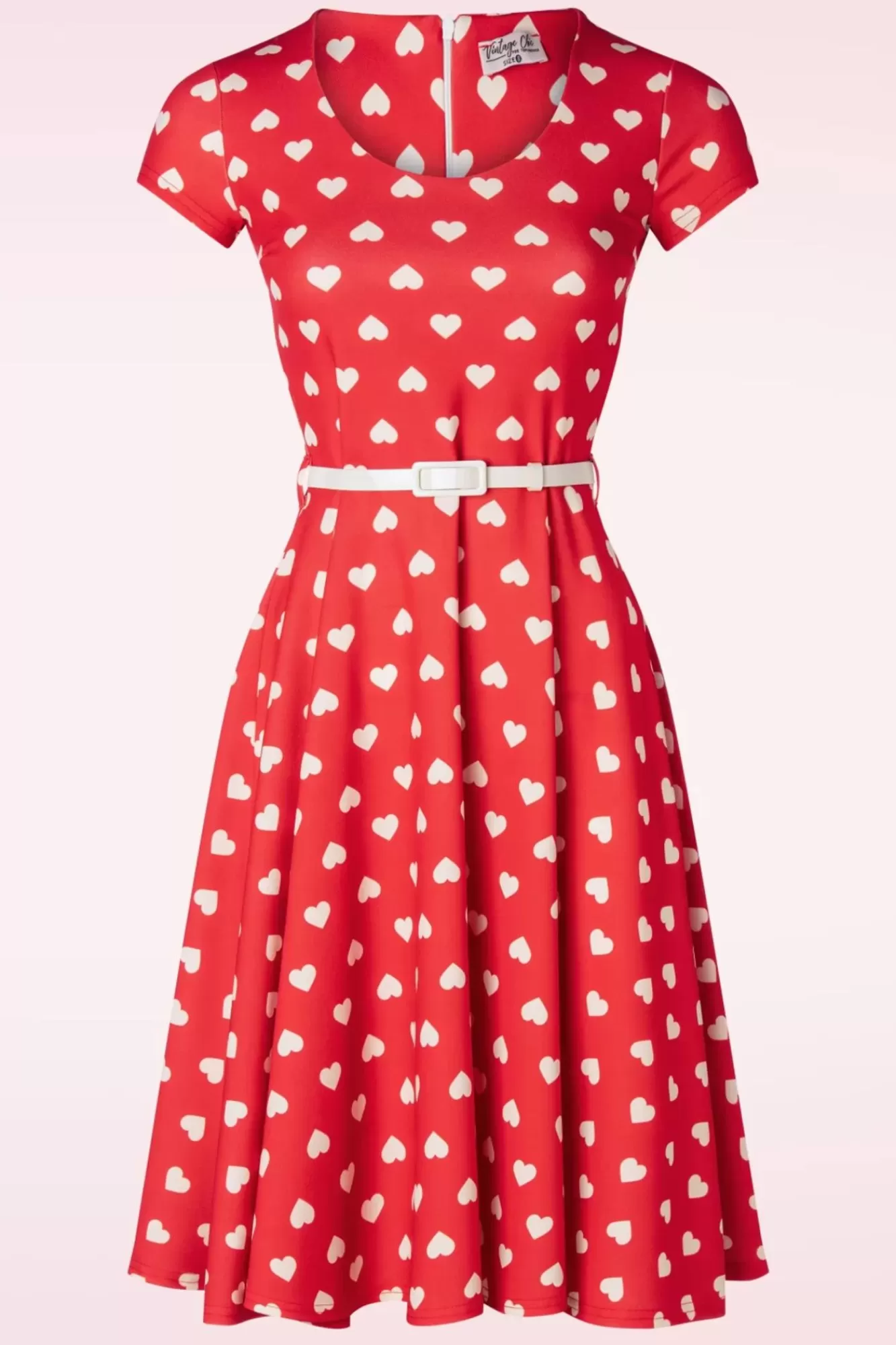 Vintage Chic for Topvintage Minnie Hearts Swing Jurk In Rood | Vrouwen Plus Size Jurken