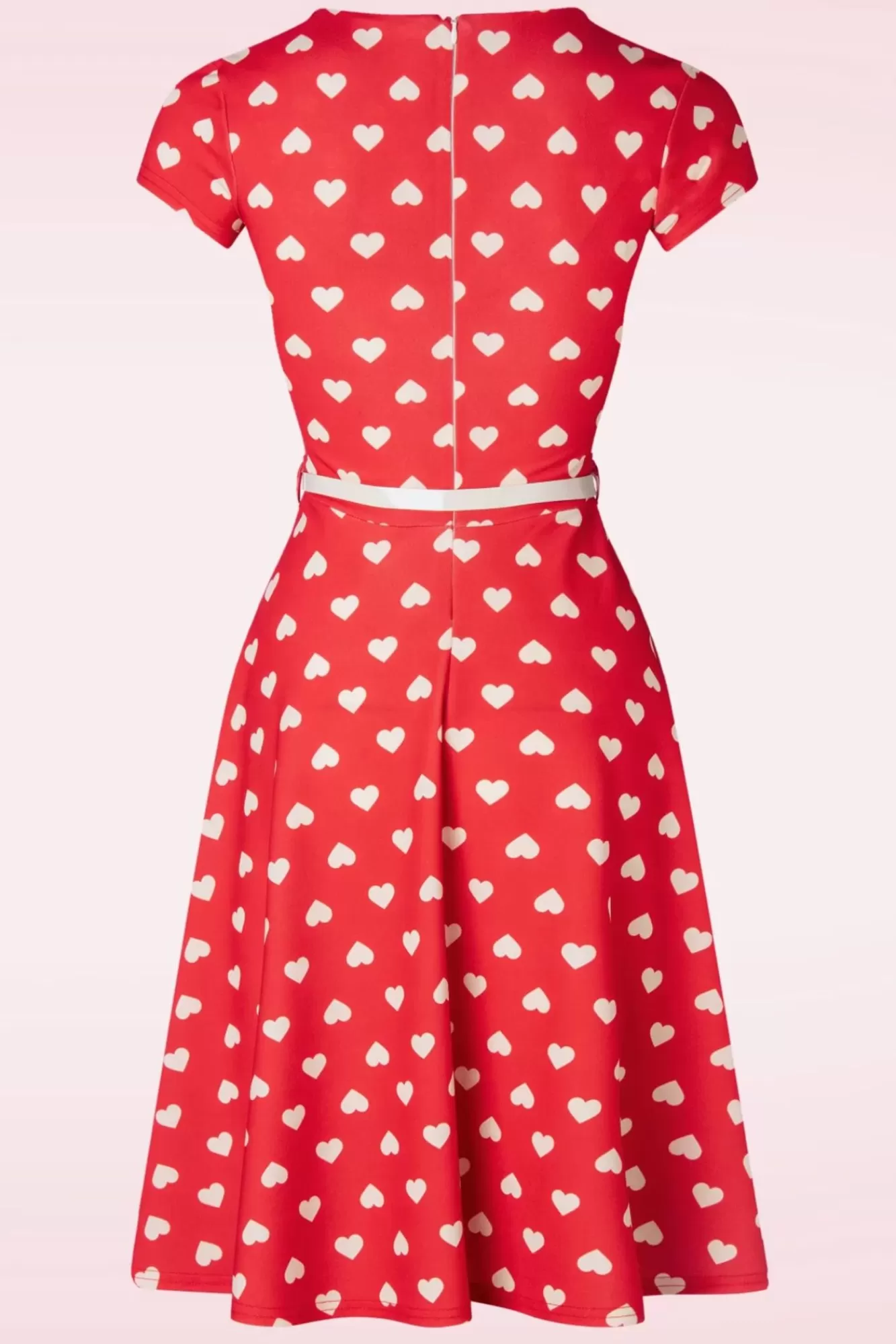 Vintage Chic for Topvintage Minnie Hearts Swing Jurk In Rood | Vrouwen Plus Size Jurken