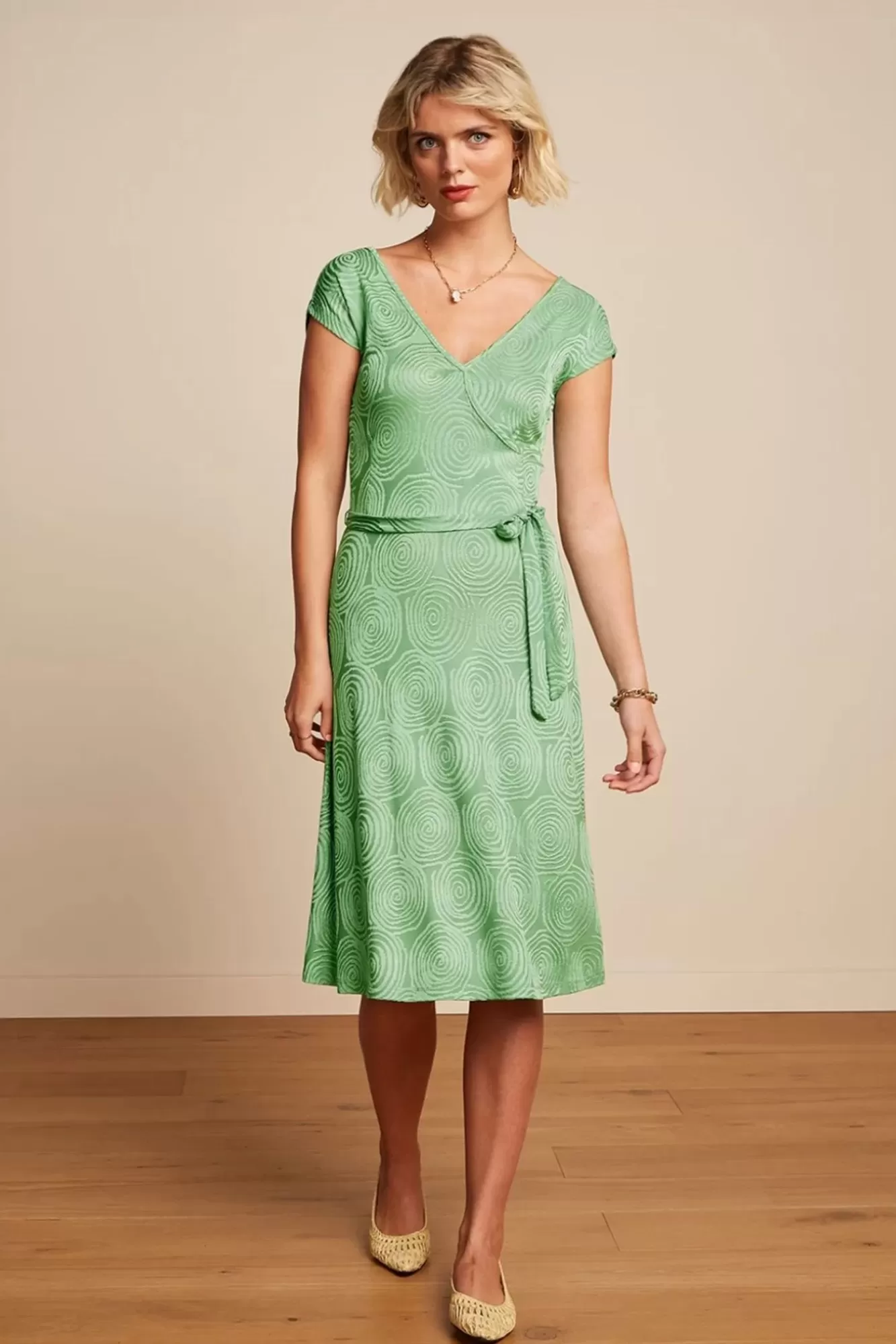 King Louie Mira Pop-Up Jurk In Mineraalgroen | Vrouwen Plus Size Jurken
