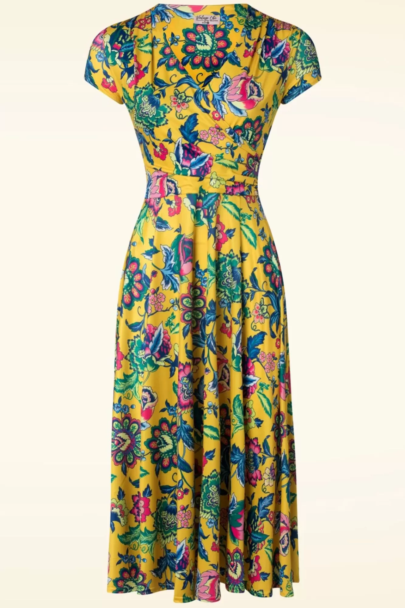 Vintage Chic for Topvintage Petty Floral Swing Jurk In Geel | Vrouwen Plus Size Jurken