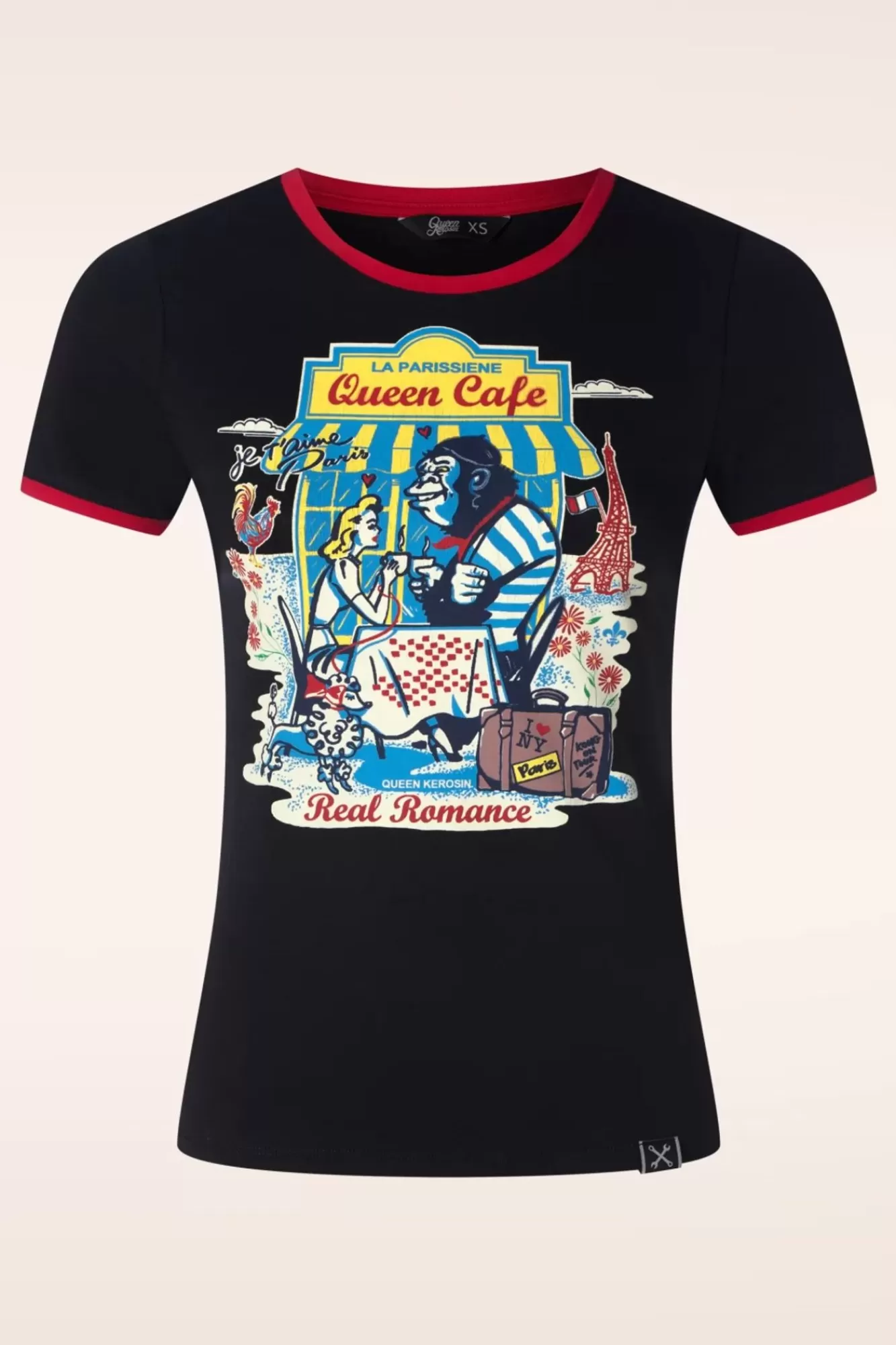 Queen Kerosin Queen Cafe T-Shirt In Zwart | Vrouwen T-Shirts
