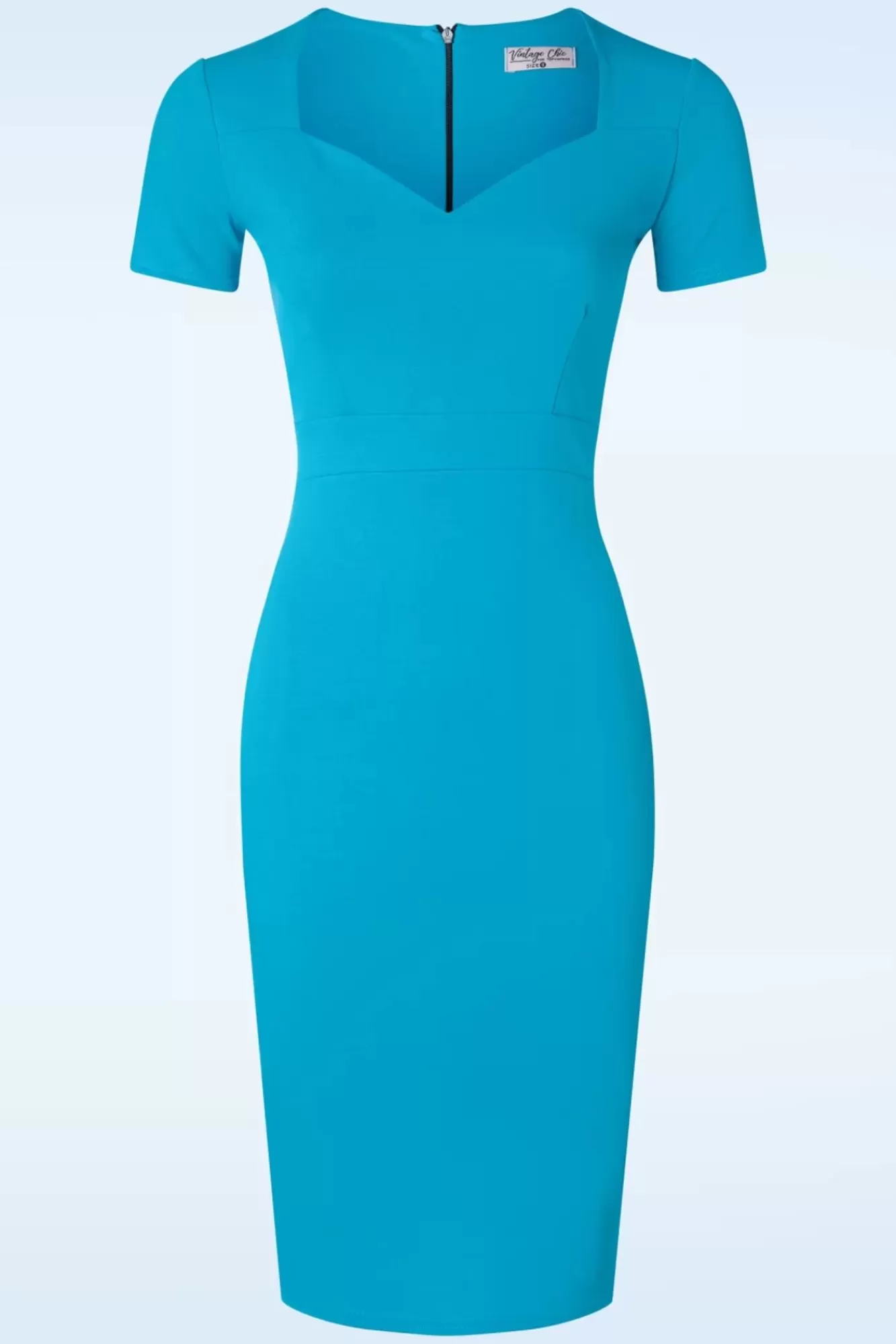 Vintage Chic for Topvintage Rachel Pencil Jurk In Aqua Blauw | Vrouwen Plus Size Jurken
