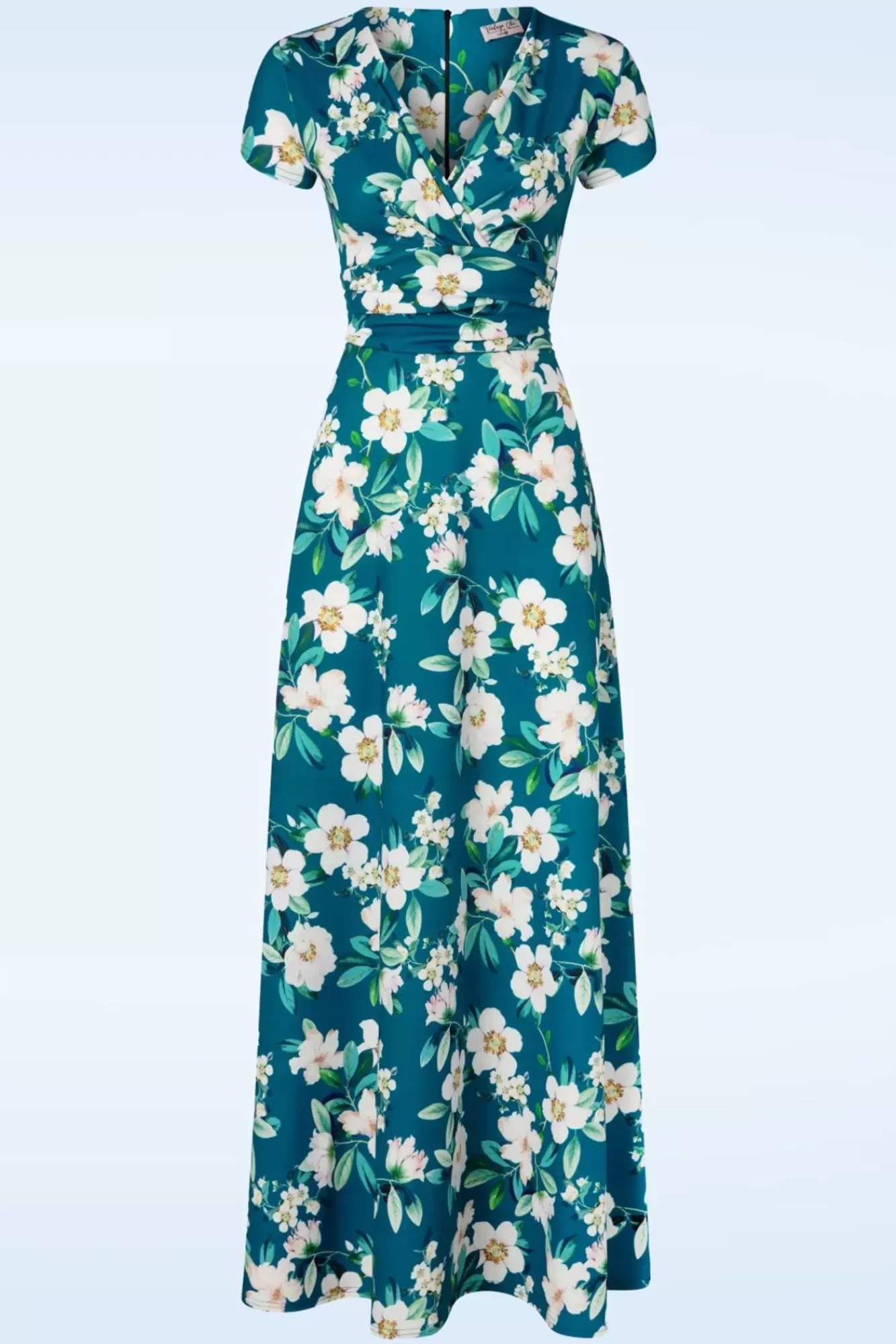Vintage Chic for Topvintage Rinda Bloemen Maxi Jurk In Blauw | Vrouwen Plus Size Jurken