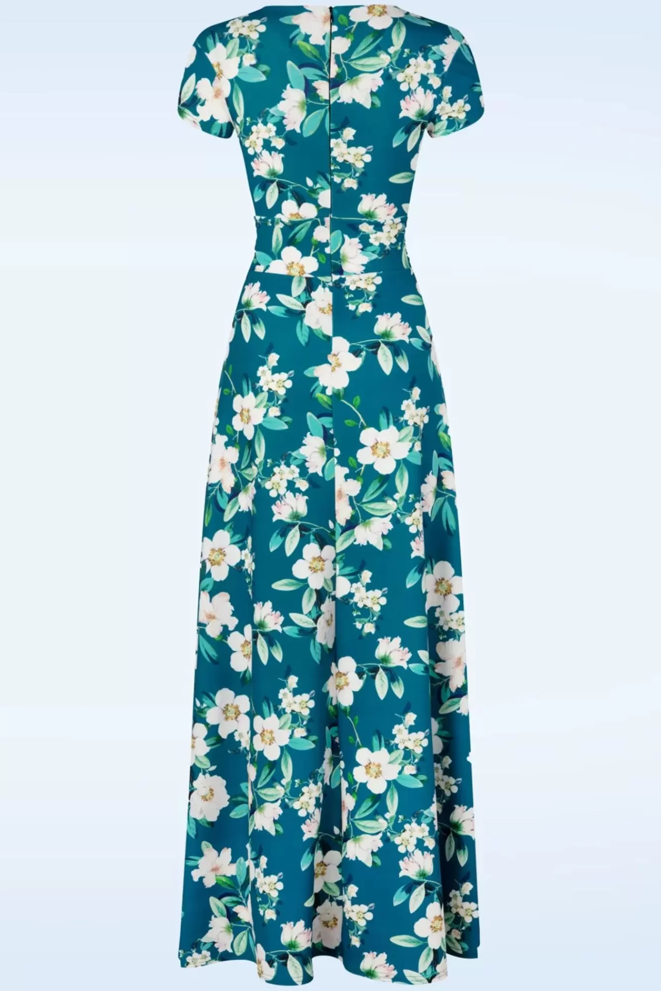 Vintage Chic for Topvintage Rinda Bloemen Maxi Jurk In Blauw | Vrouwen Plus Size Jurken