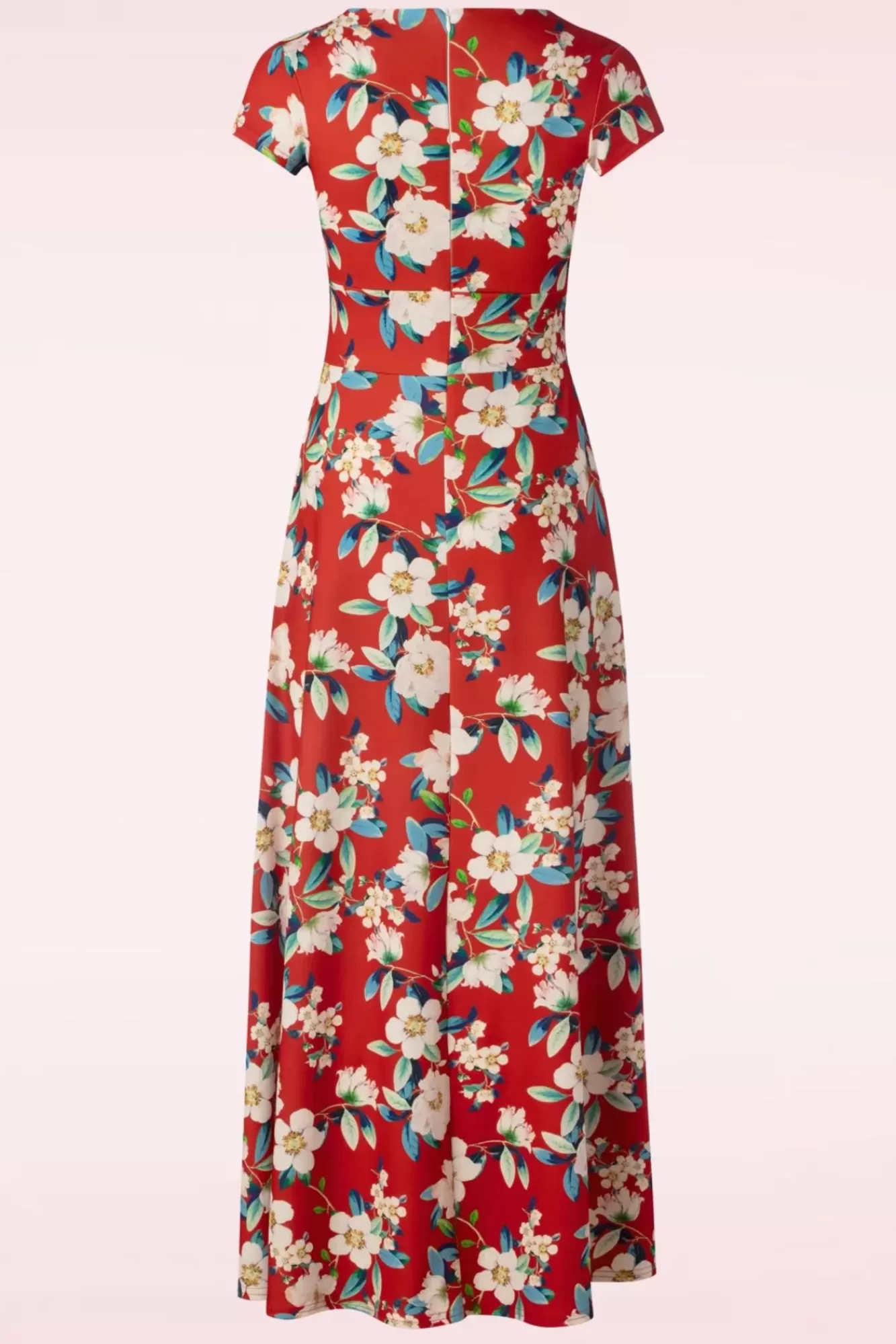 Vintage Chic for Topvintage Rinda Bloemen Maxi Jurk In Warm Rood | Vrouwen Plus Size Jurken