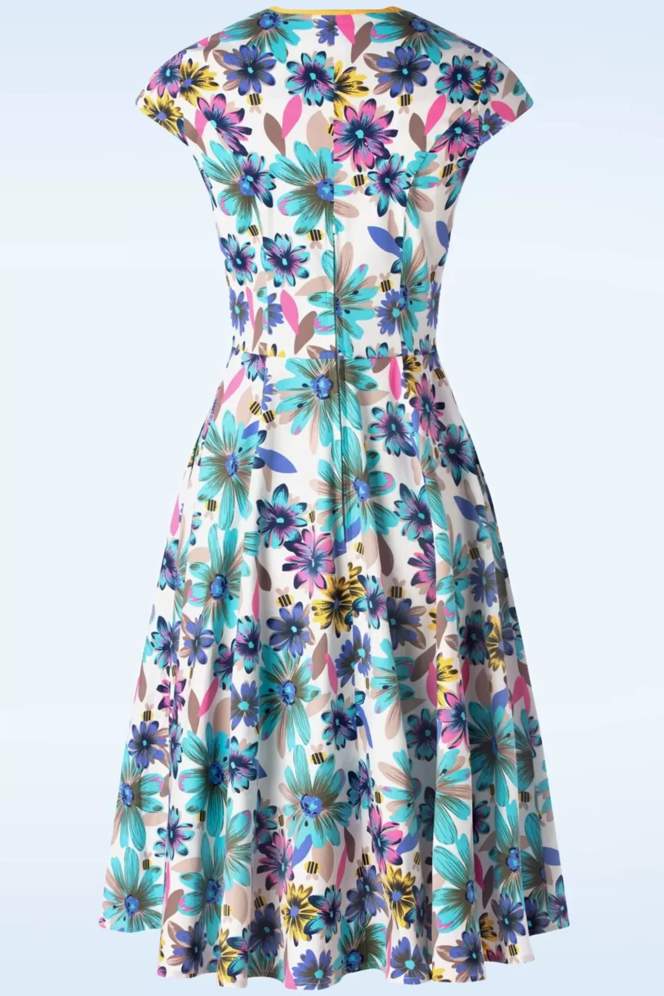 Banned Retro Summer Bee Swing Jurk In Wit | Vrouwen Plus Size Jurken