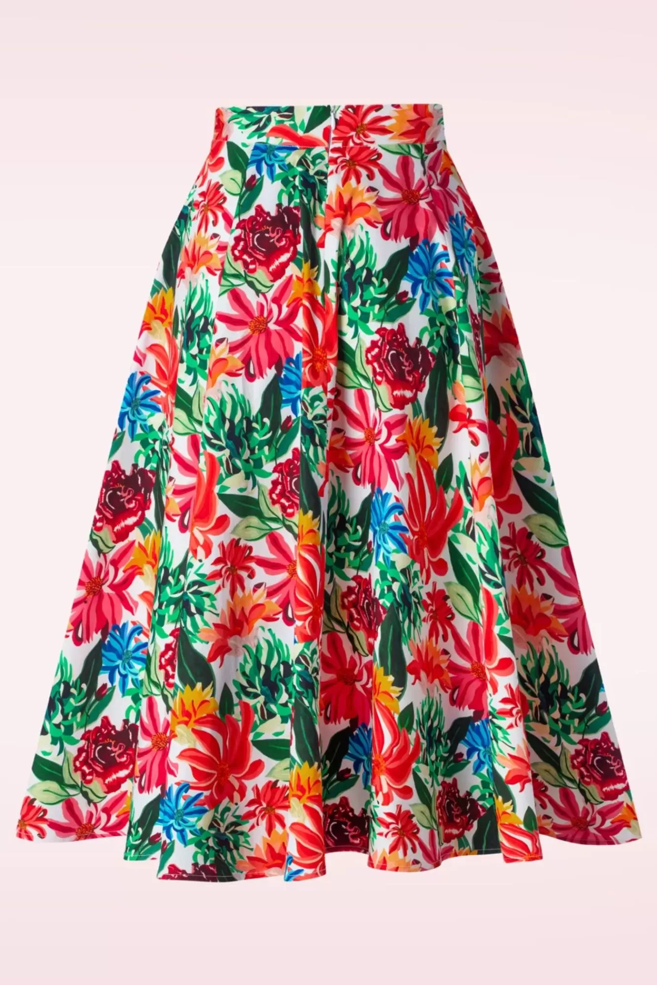 Topvintage Boutique Collection Topvintage Exclusief ~ Adriana Flower Swing Rok In Multi | Vrouwen Rokken