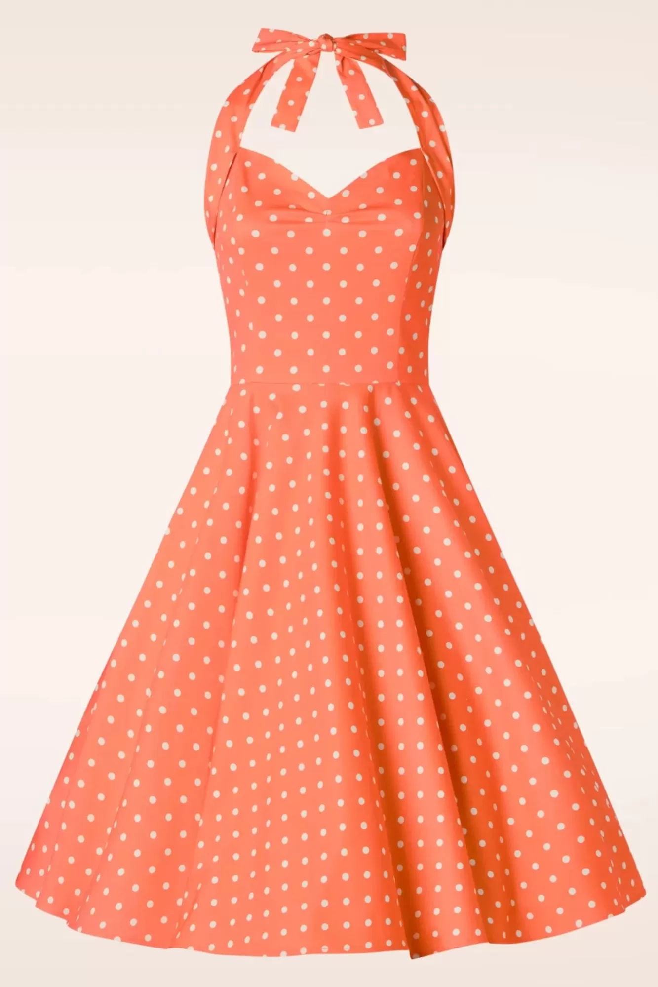 Topvintage Boutique Collection Topvintage Exclusive ~ Bettie Polka Dot Swing Jurk In Oranje | Vrouwen Plus Size Jurken