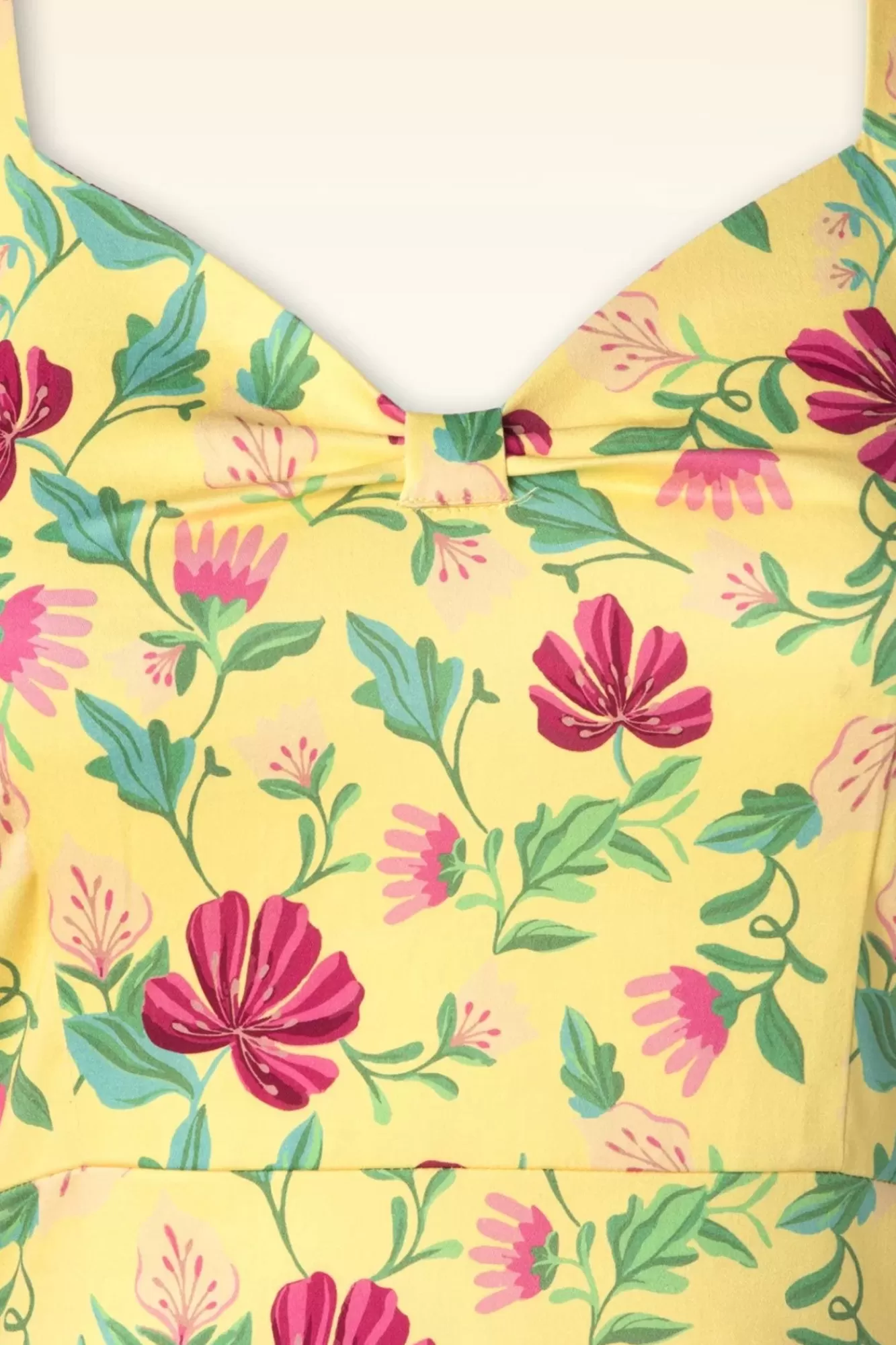 Topvintage Boutique Collection Topvintage Exclusive ~ Eliane Floral Swing Jurk In Lichtgeel | Vrouwen Plus Size Jurken